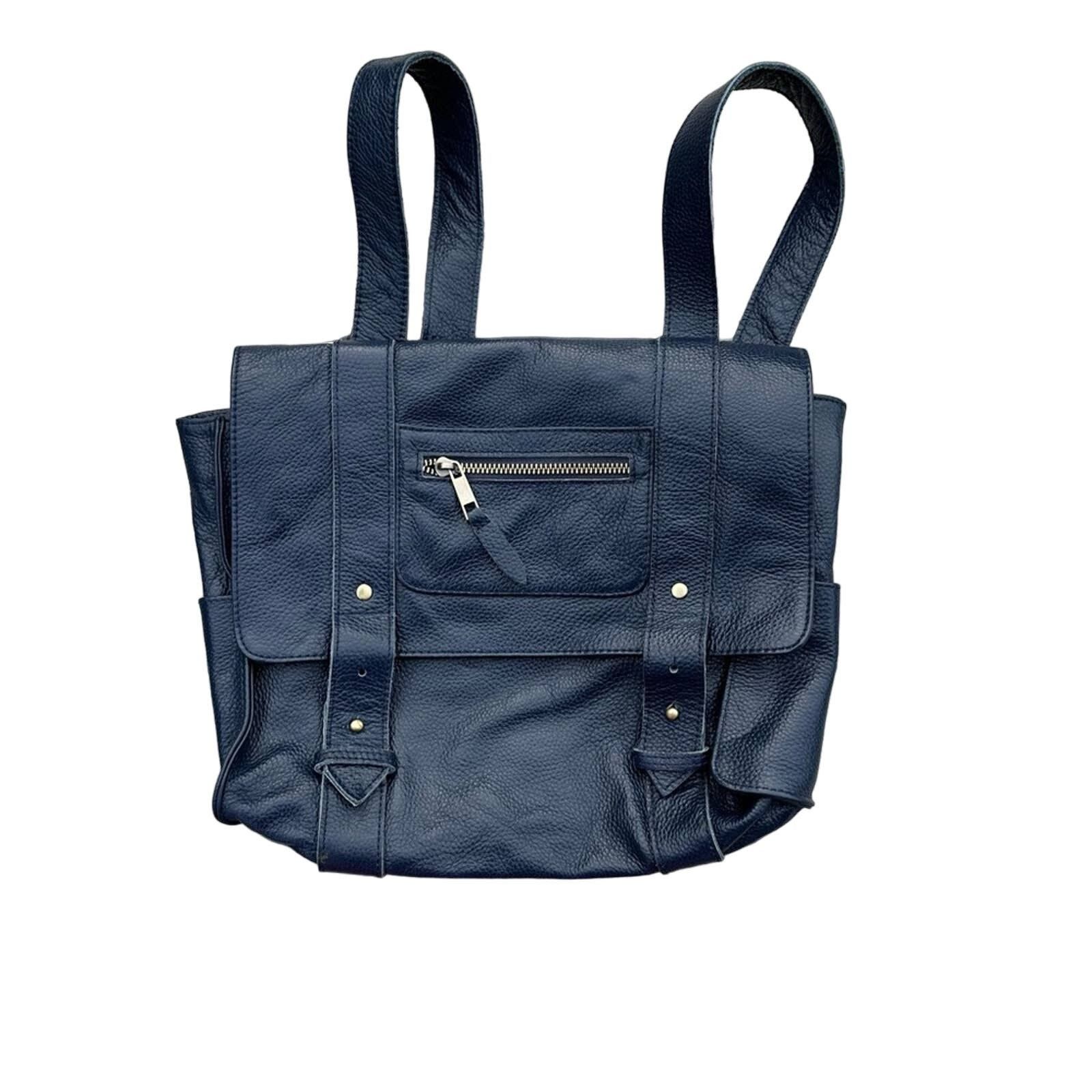 image of Vereverto Navy Repetto Leather Convertible Backpack/handbag in Blue, Women's