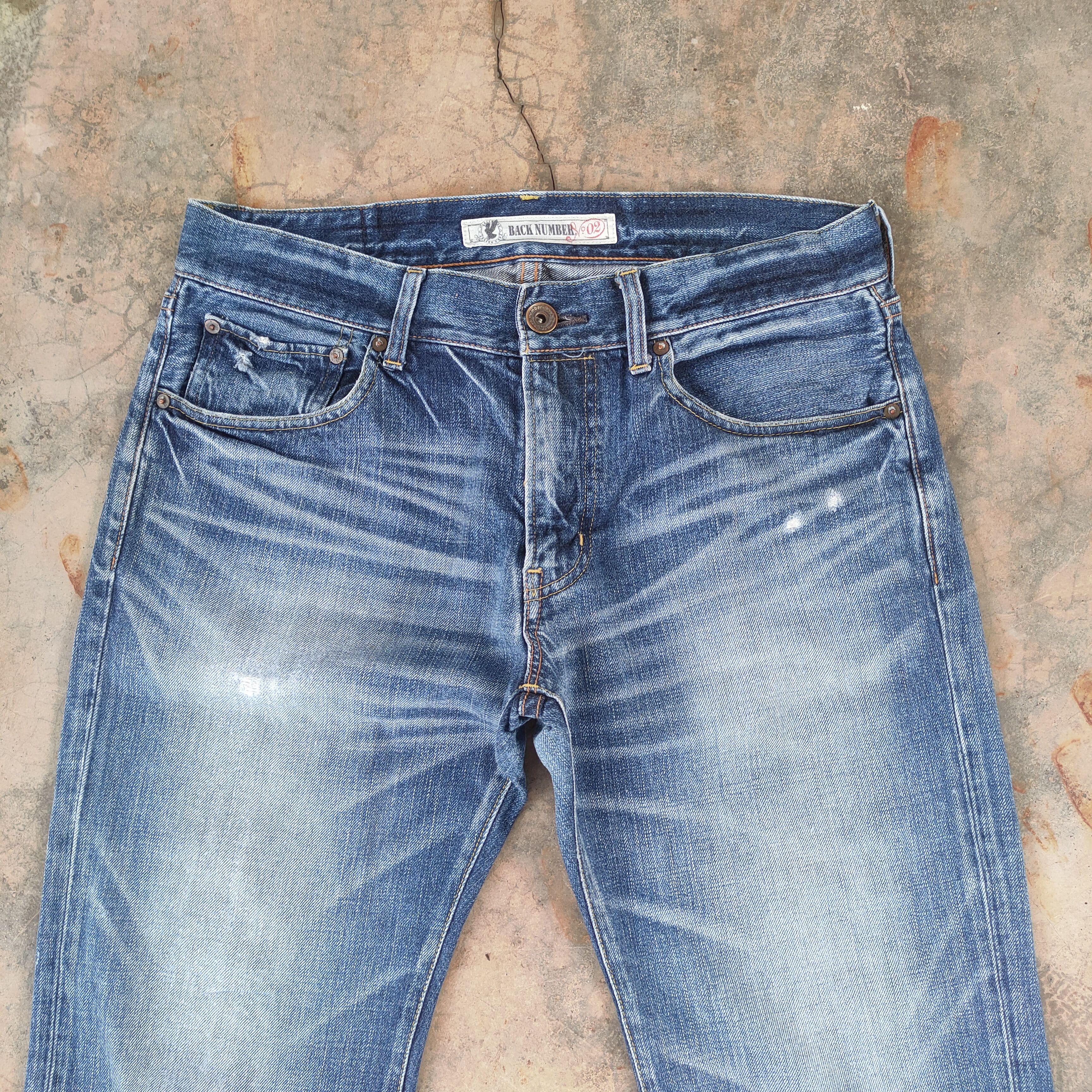 Jean W33 VINTAGE B.NUMBER FADED DISTRESSED RIPPED JEAN PANTS Size US 33 - 3 Thumbnail