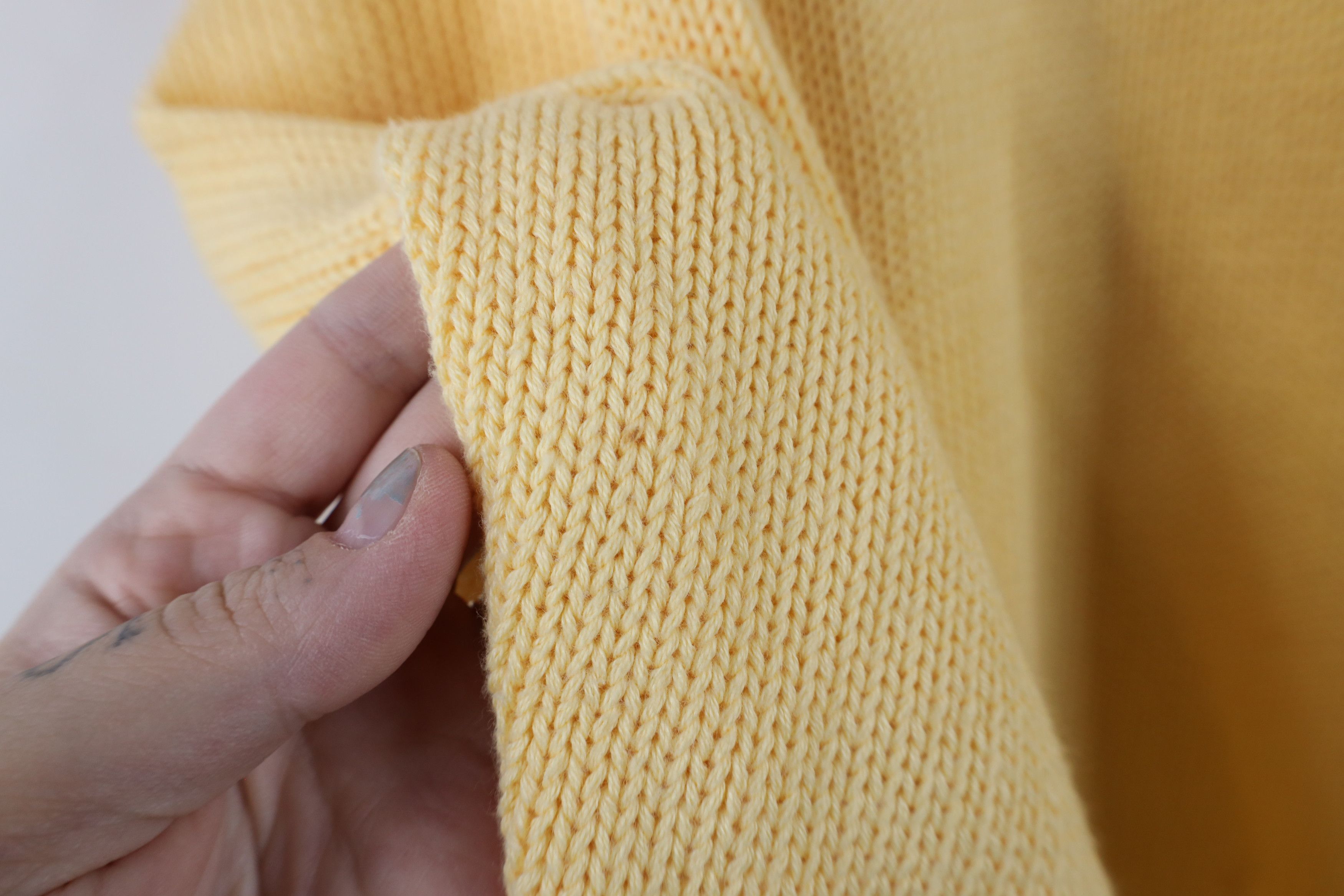 Vintage Vintage 90s Streetwear Blank Cotton Knit Sweater Yellow Size US XXL / EU 58 / 5 - 7 Thumbnail