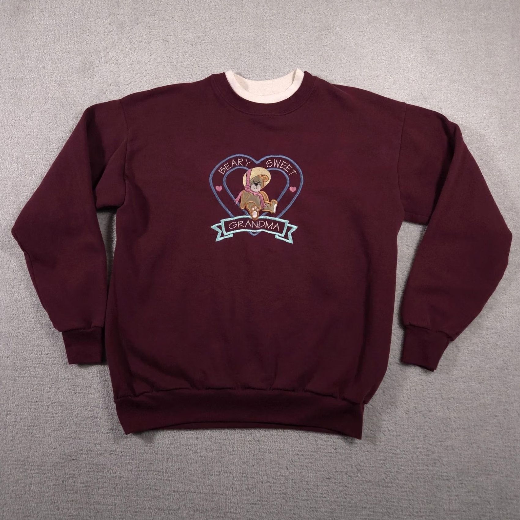 Vintage VINTAGE Cheek-O Sweatshirt Womens XL Burgundy Beary Sweet Grandma Made USA 90s Size XL / US 12-14 / IT 48-50 - 2 Thumbnail