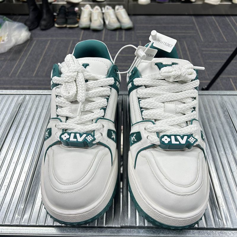 Louis Vuitton Louis Vuitton Trainer Maxi White and Teal Sneakers -2508 Size US 9.5 / EU 42-43 - 2 Thumbnail