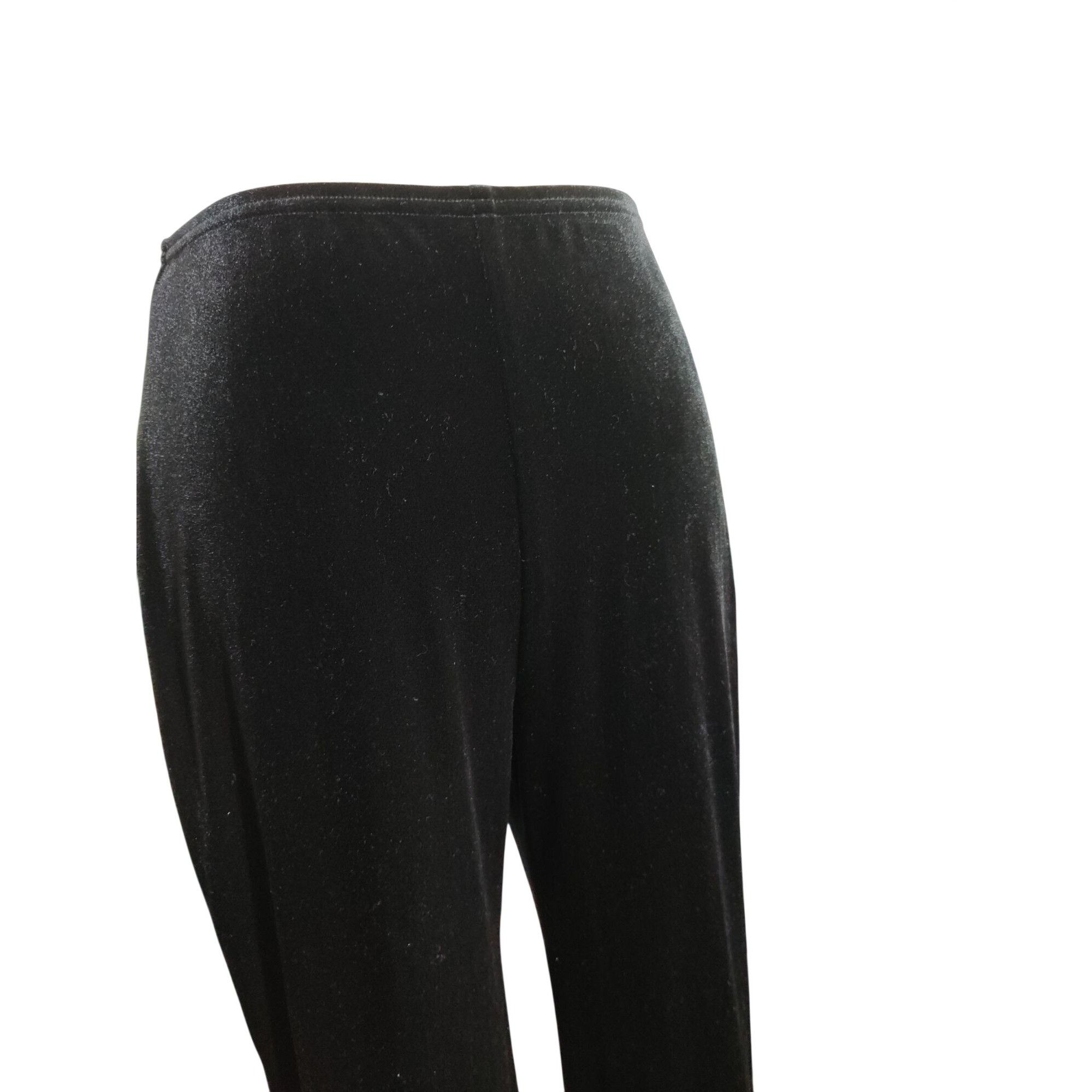 Vintage Vintage Studio M Womens Black Pants Velour Pull-On Straight Size 31" - 4 Thumbnail