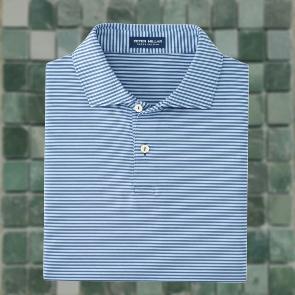 Peter Millar Peter Millar Crown Crafted Ambrose Performance Jersey Polo Shirt Men XL Blue Striped Polo Shirt NWT CXG-DS Size US XL / EU 56 / 4 - 1 Thumbnail