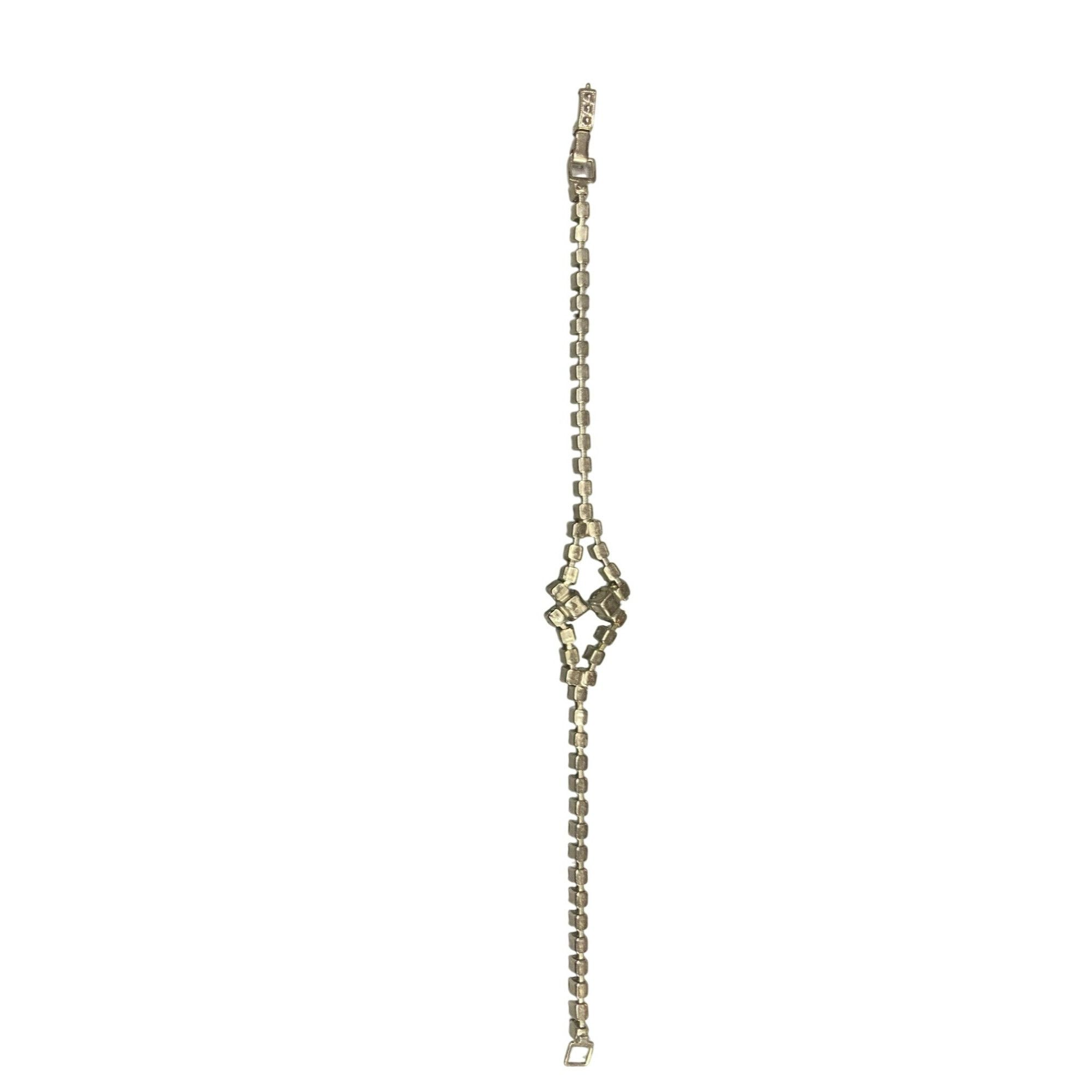 Other Vintage Art Deco Silver-Tone Rhinestone Bracelet 7" Delicate Size ONE SIZE - 5 Thumbnail