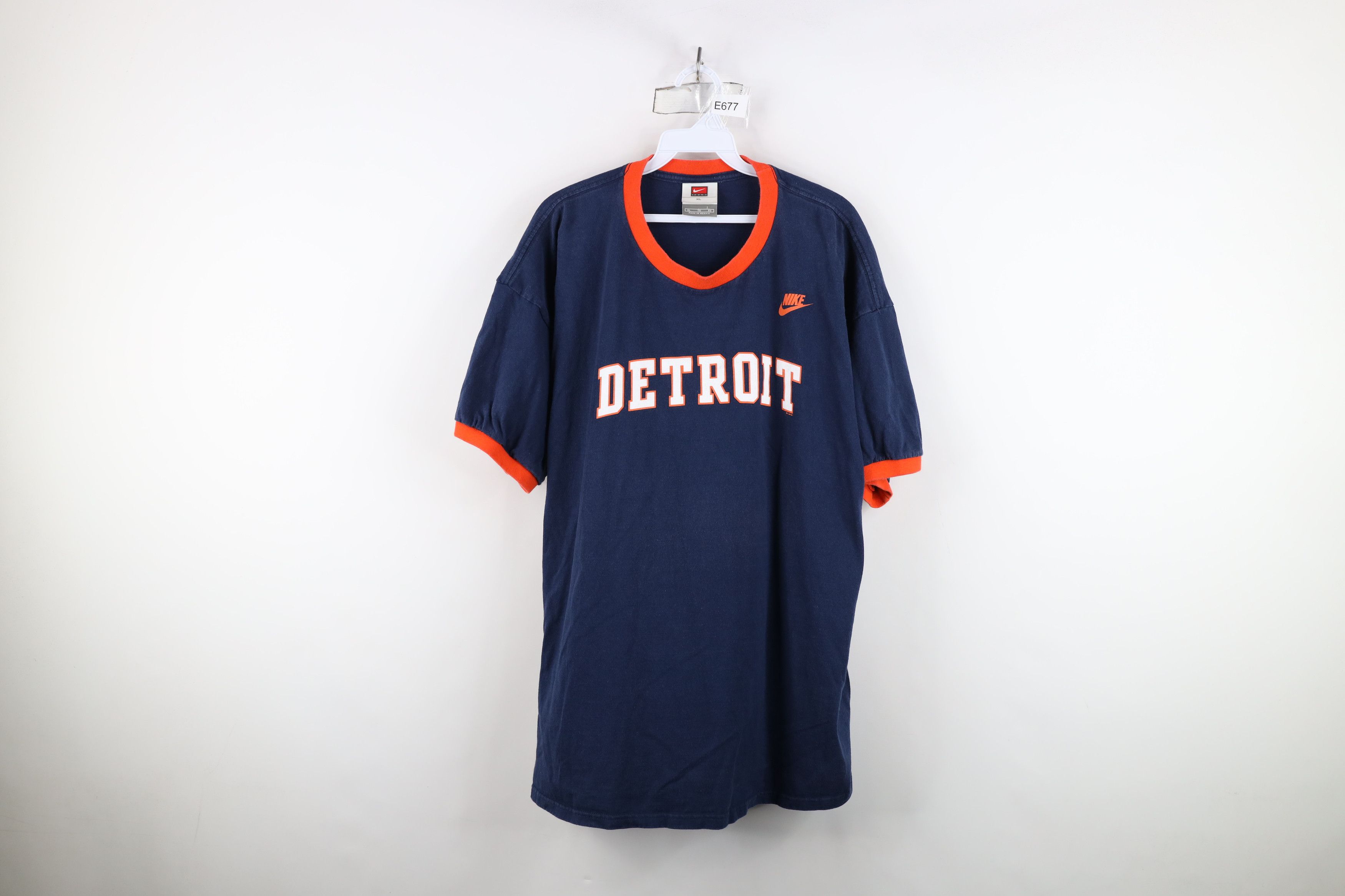 Nike Vintage Nike Mini Swoosh Detroit Tigers Ringer T-Shirt Blue Size US XL / EU 56 / 4 - 1 Thumbnail