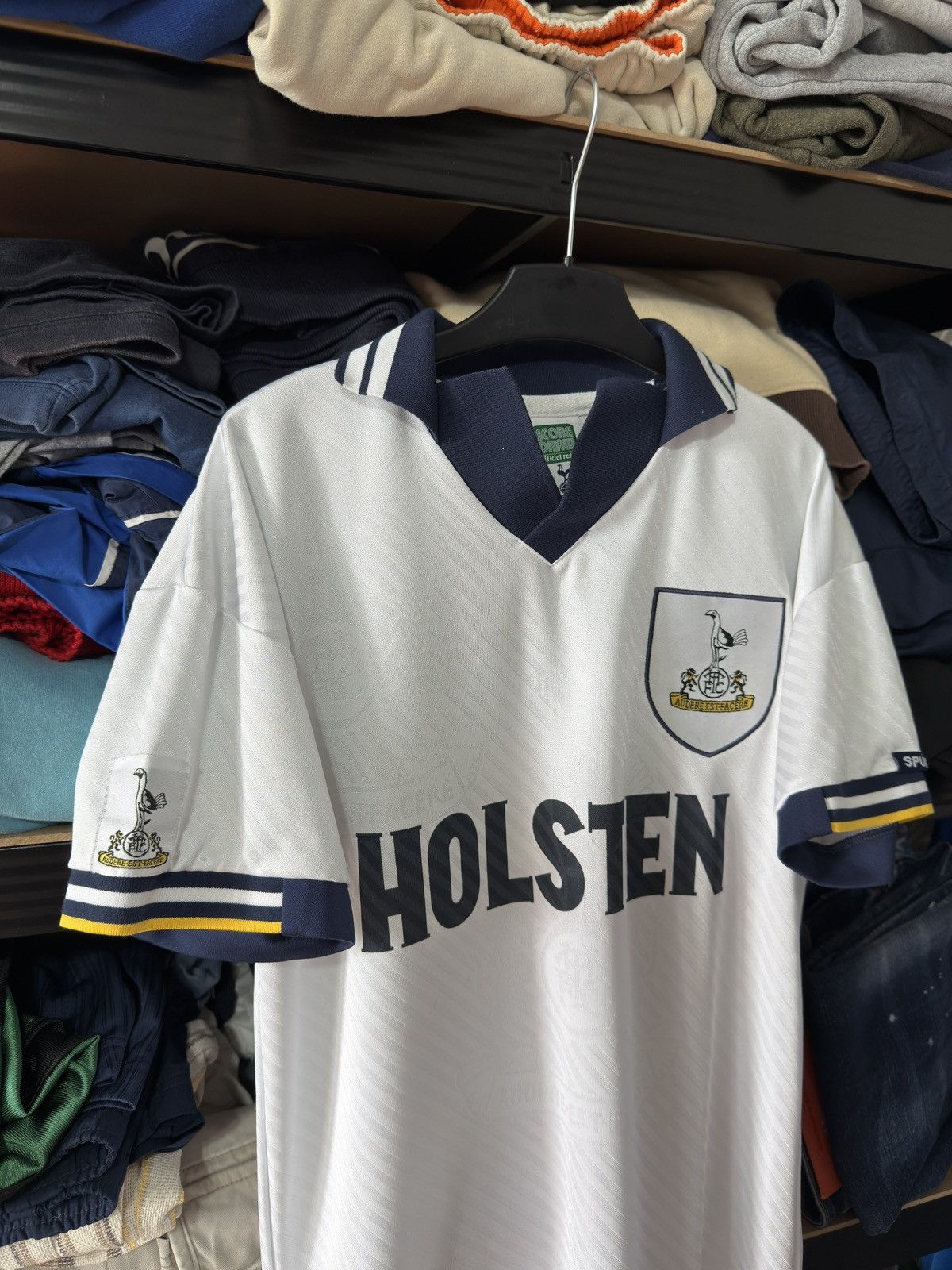 Vintage Score Draw Tottenham Hotspur 1993-95 Home Football Shirt Size US S / EU 44-46 / 1 - 2 Thumbnail