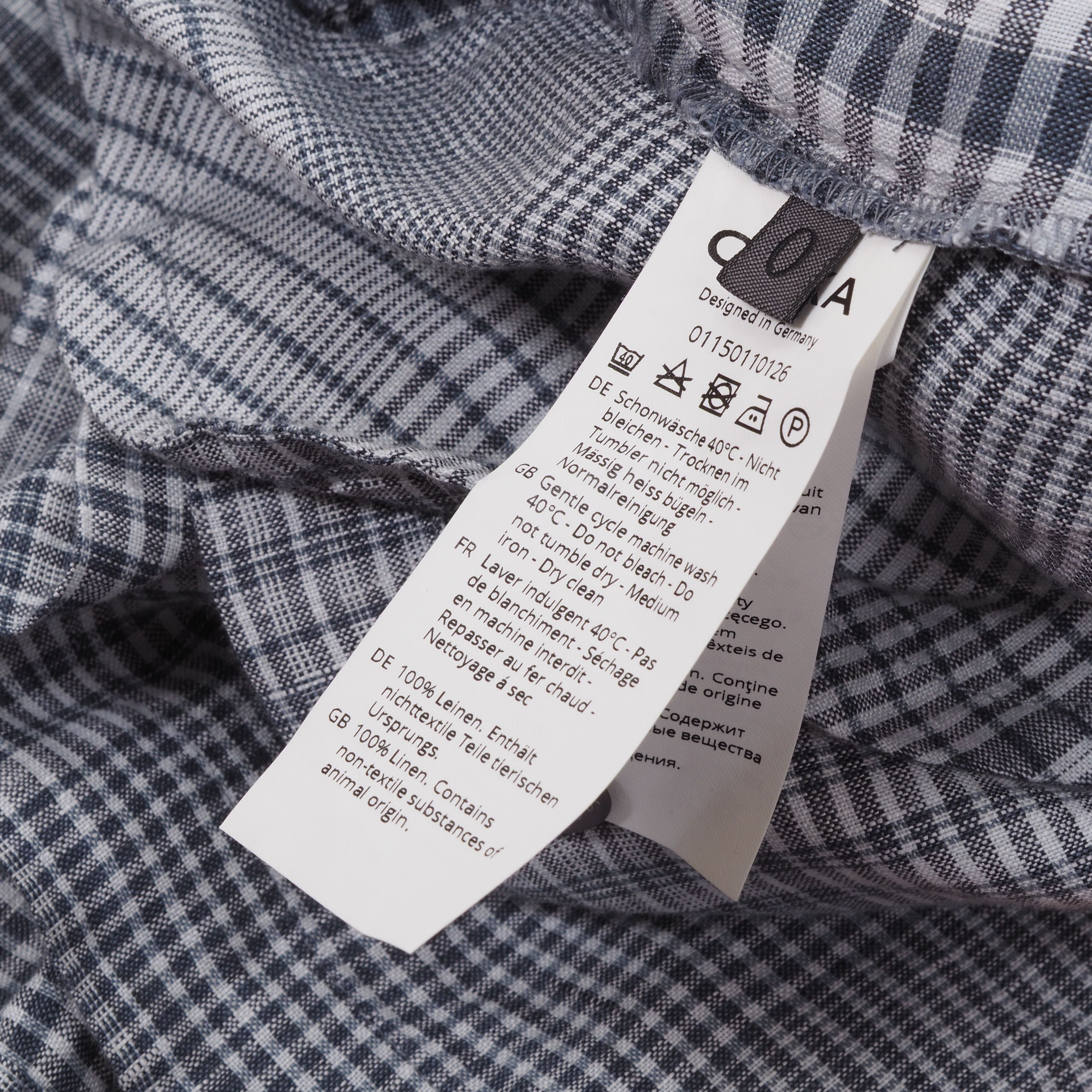 Designer × Rundholz × Sarah Pacini Oska Lightweight Gray Blue Check Linen Coat Jacket Size XS / US 0-2 / IT 36-38 - 6 Thumbnail