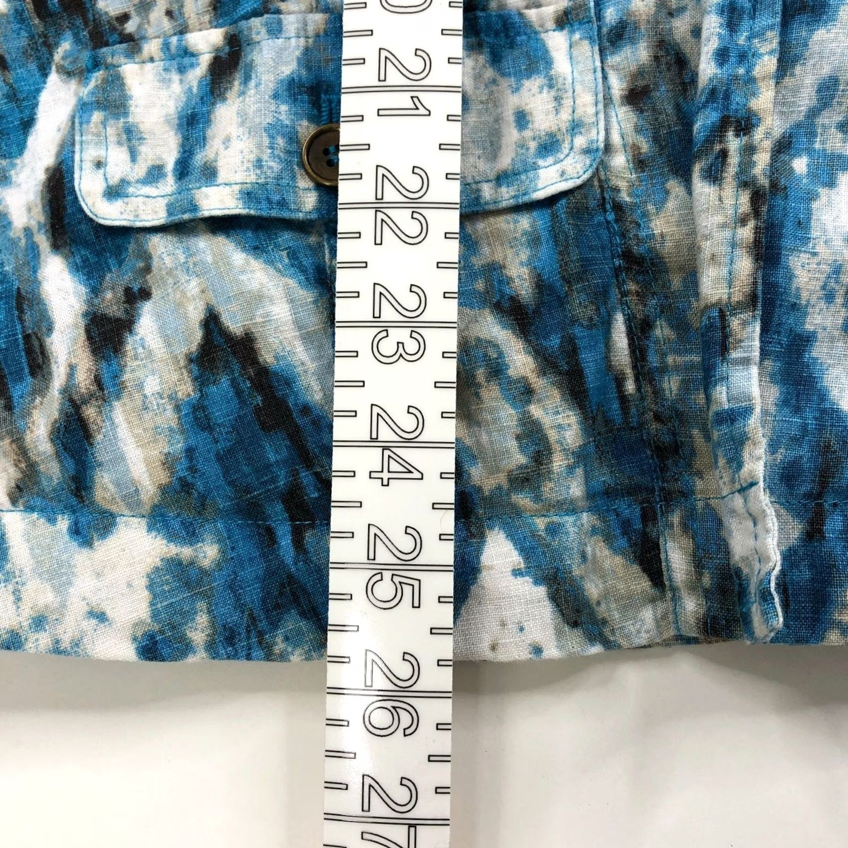 Vintage Chico's Cardigan Womens 3 Blue Linen Open Front All Over Print 100% MINT Size XS / US 0-2 / IT 36-38 - 4 Thumbnail