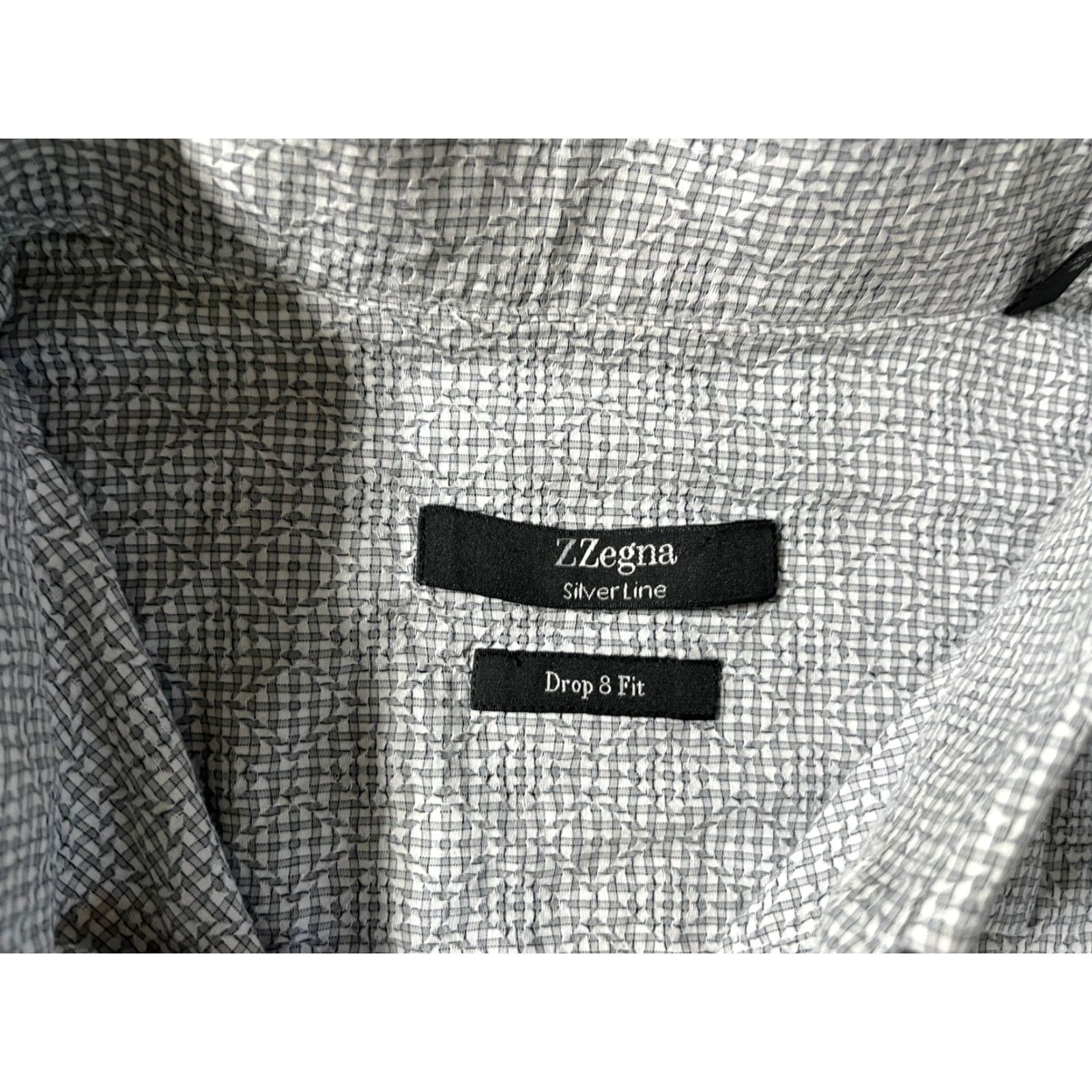 Ermenegildo Zegna VINTAGE Ermenegildo Zegna Silver Line Button-Up Shirt Abstract Diamond Pattern 43/17 Gray White Men's Shirt Mens Button-Up Size US XL / EU 56 / 4 - 5 Thumbnail