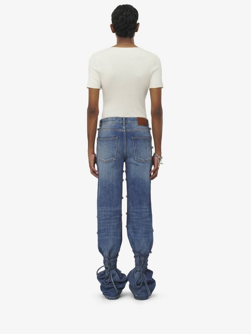 Alexander McQueen o1srvl11e0226 Tied Jeans In Indigo Size US 30 / EU 46 - 4 Thumbnail