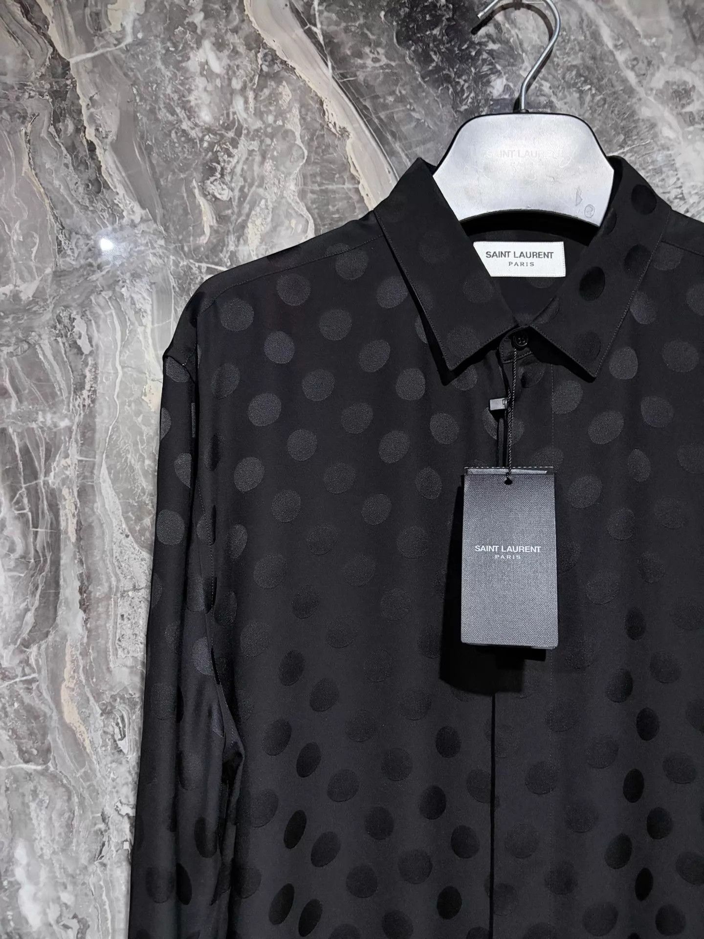 Saint Laurent Paris Saint Laurent 23SS Subtle Dot Pattern Silk Shirt 39 Size US M / EU 48-50 / 2 - 2 Thumbnail