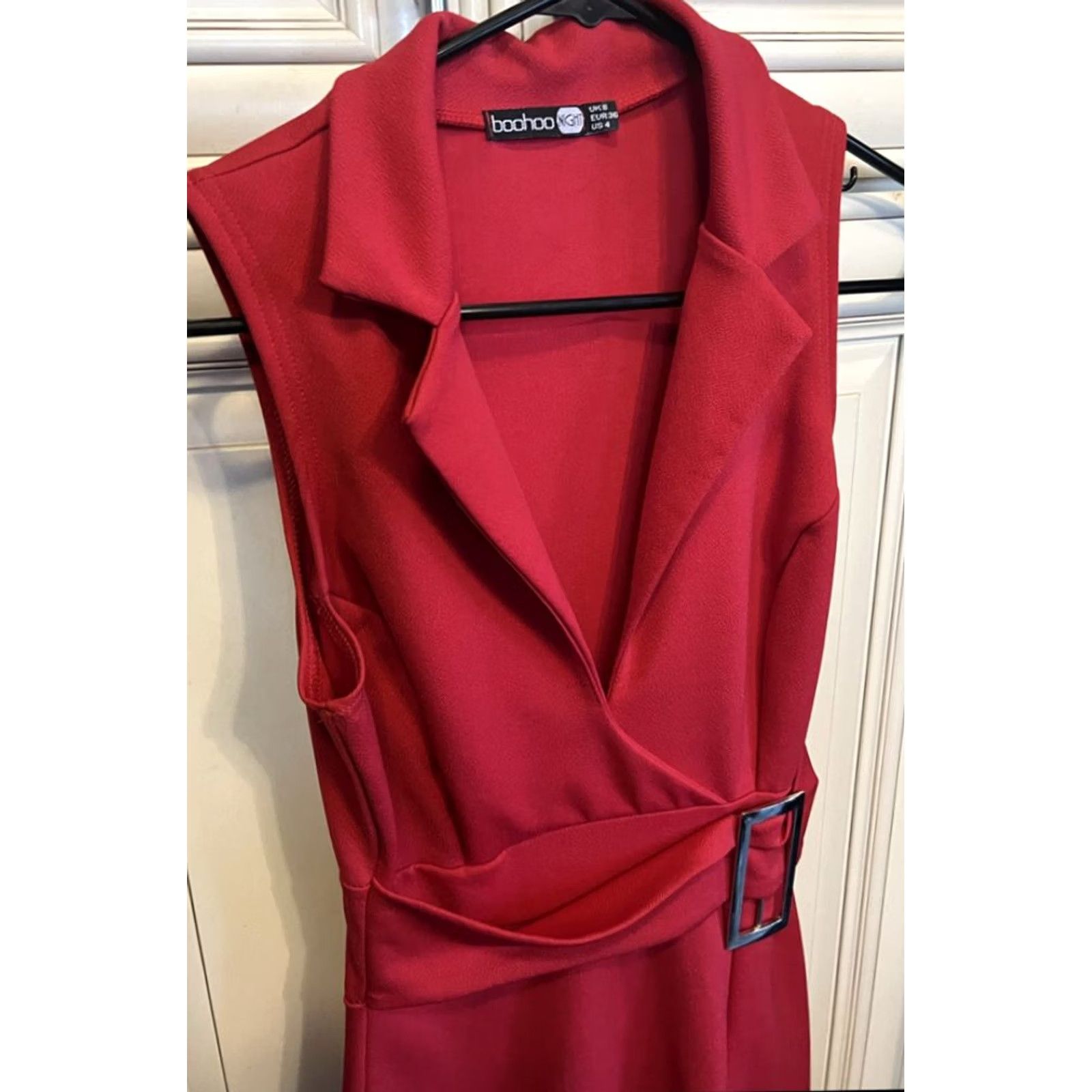 Boohoo BOOHOO BELTED RED MINI DRESS SZ 4 Size S / US 4 / IT 40 - 7 Thumbnail