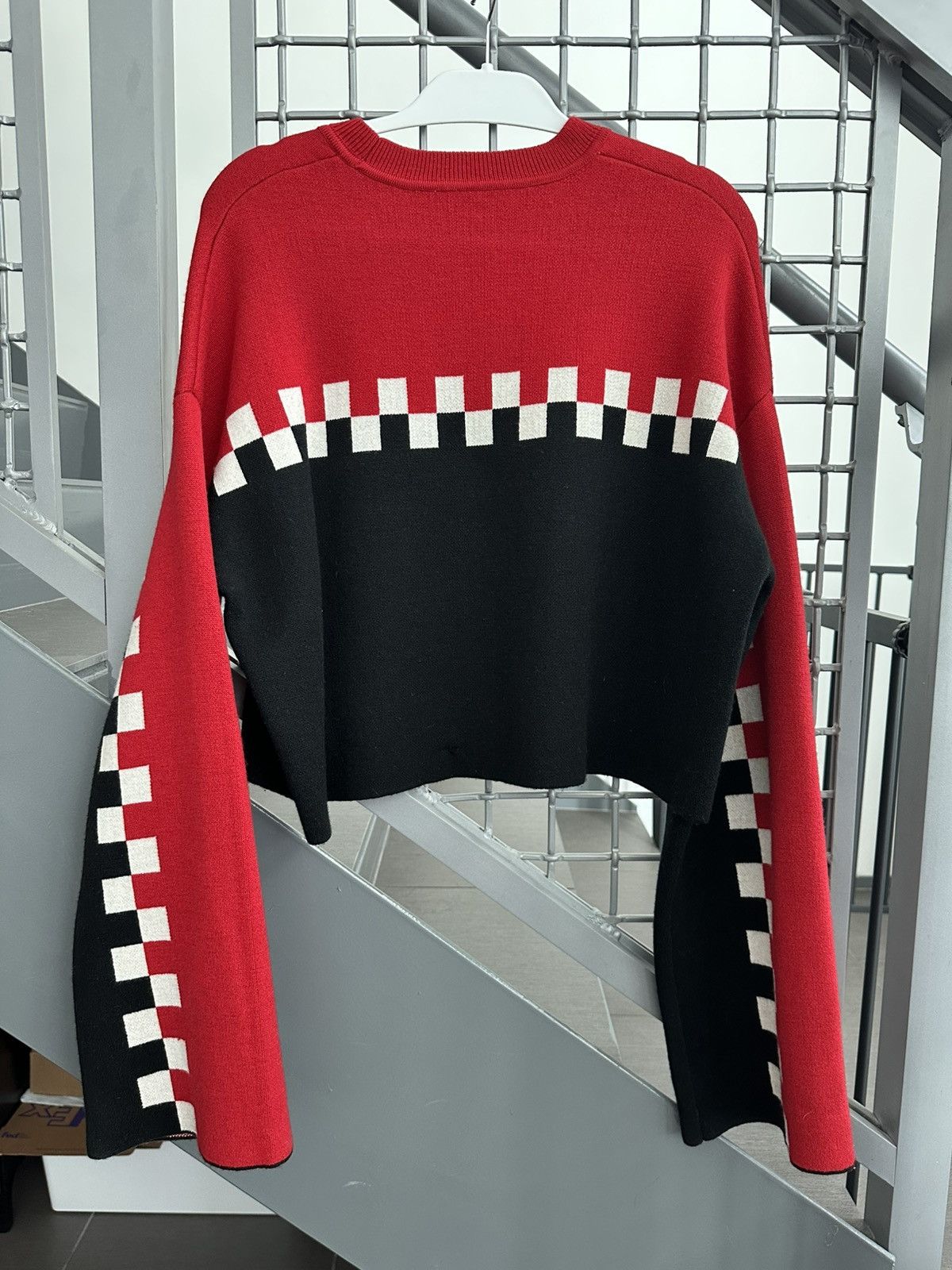 Opening Ceremony Opening Ceremony Red/Blck Checker Wool Knit Crewneck Sweater Size L / US 10 / IT 46 - 5 Thumbnail