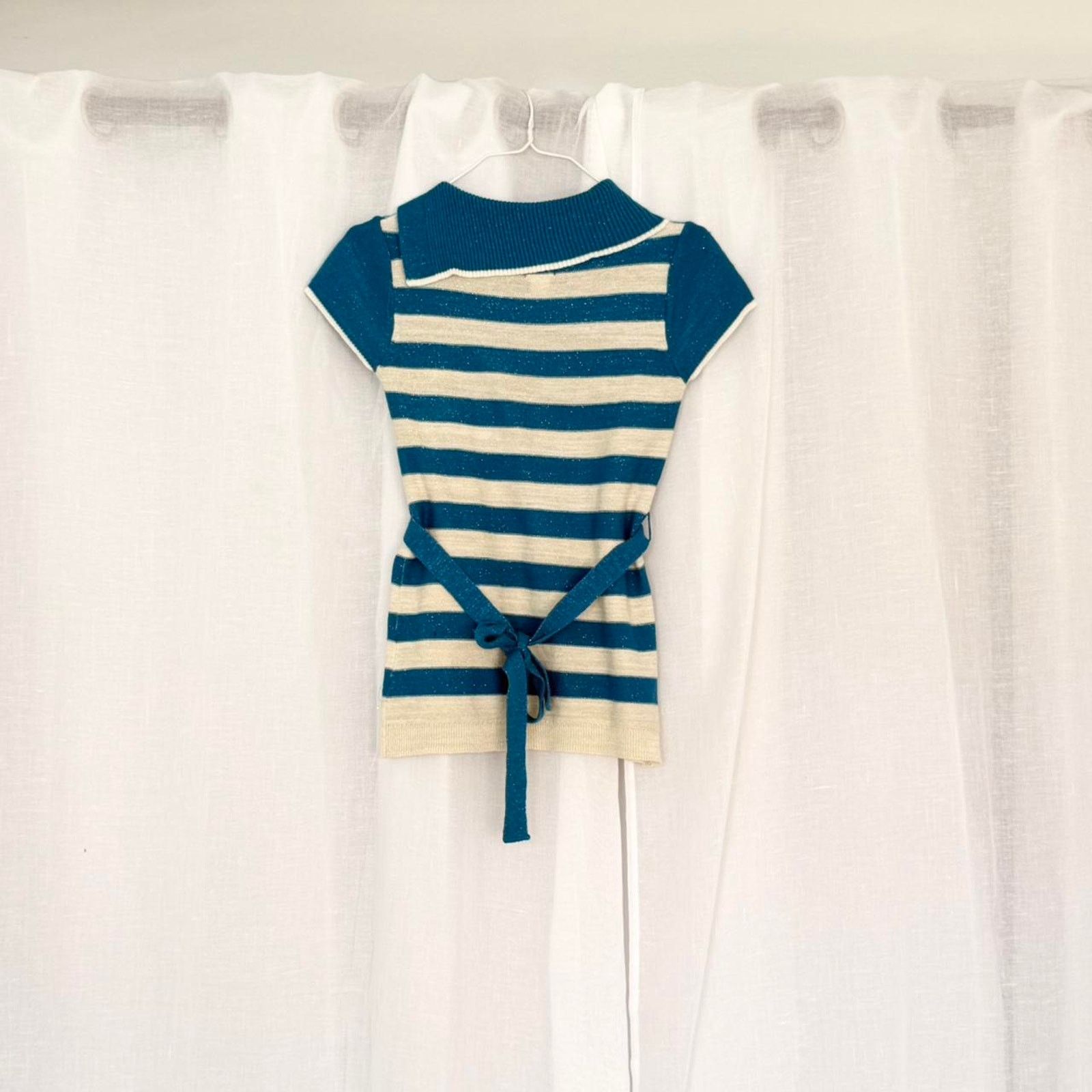 Vintage ✦ Y2K STRIPED METALLIC KNIT TOP ✦ Size S / US 4 / IT 40 - 6 Thumbnail