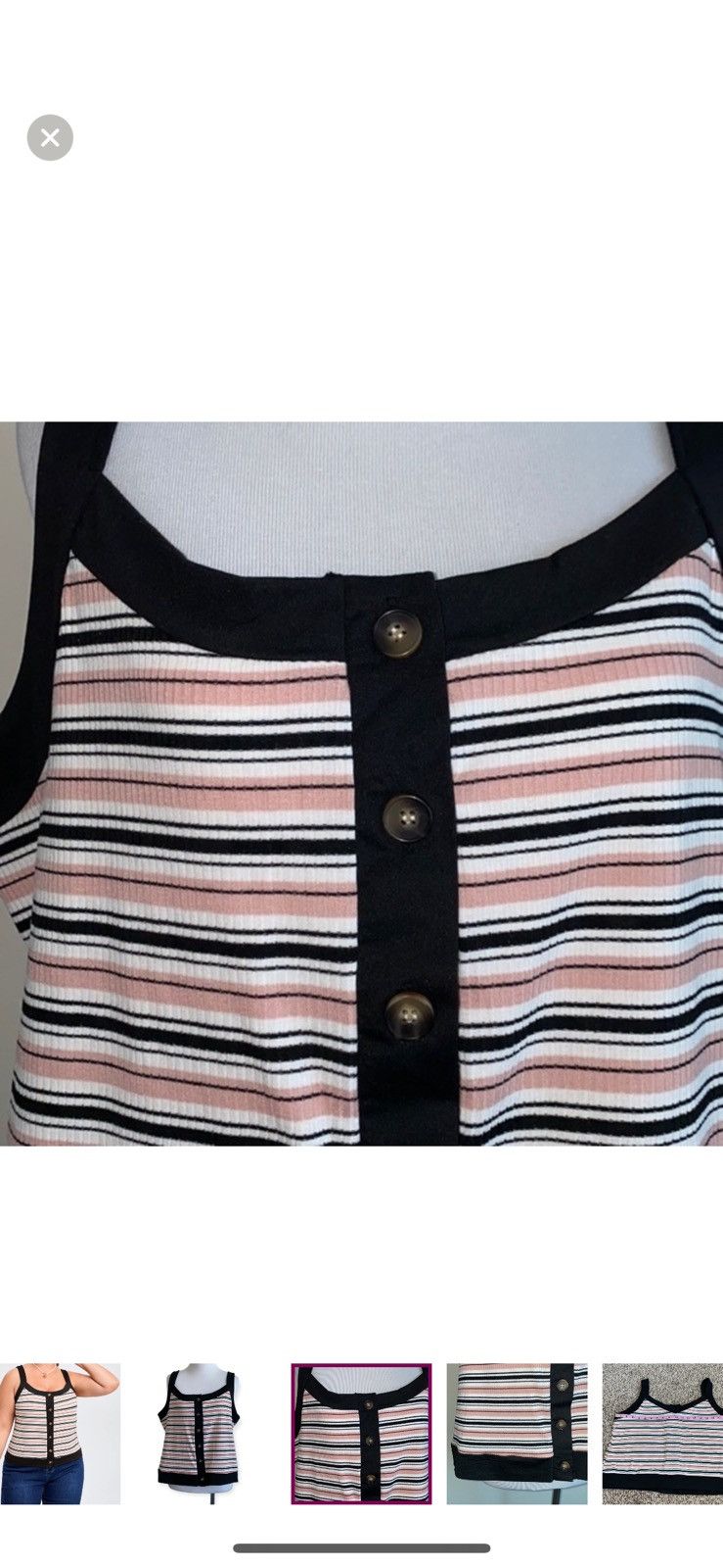 Shein Shein 0XL striped button front tank top Size XL / US 12-14 / IT 48-50 - 4 Thumbnail