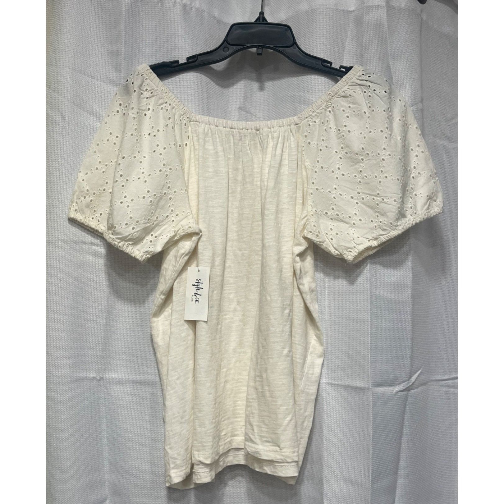Other Style & Co Plus Size Cotton On Off Shoulder Top, Coconut Cre Size ONE SIZE - 4 Thumbnail