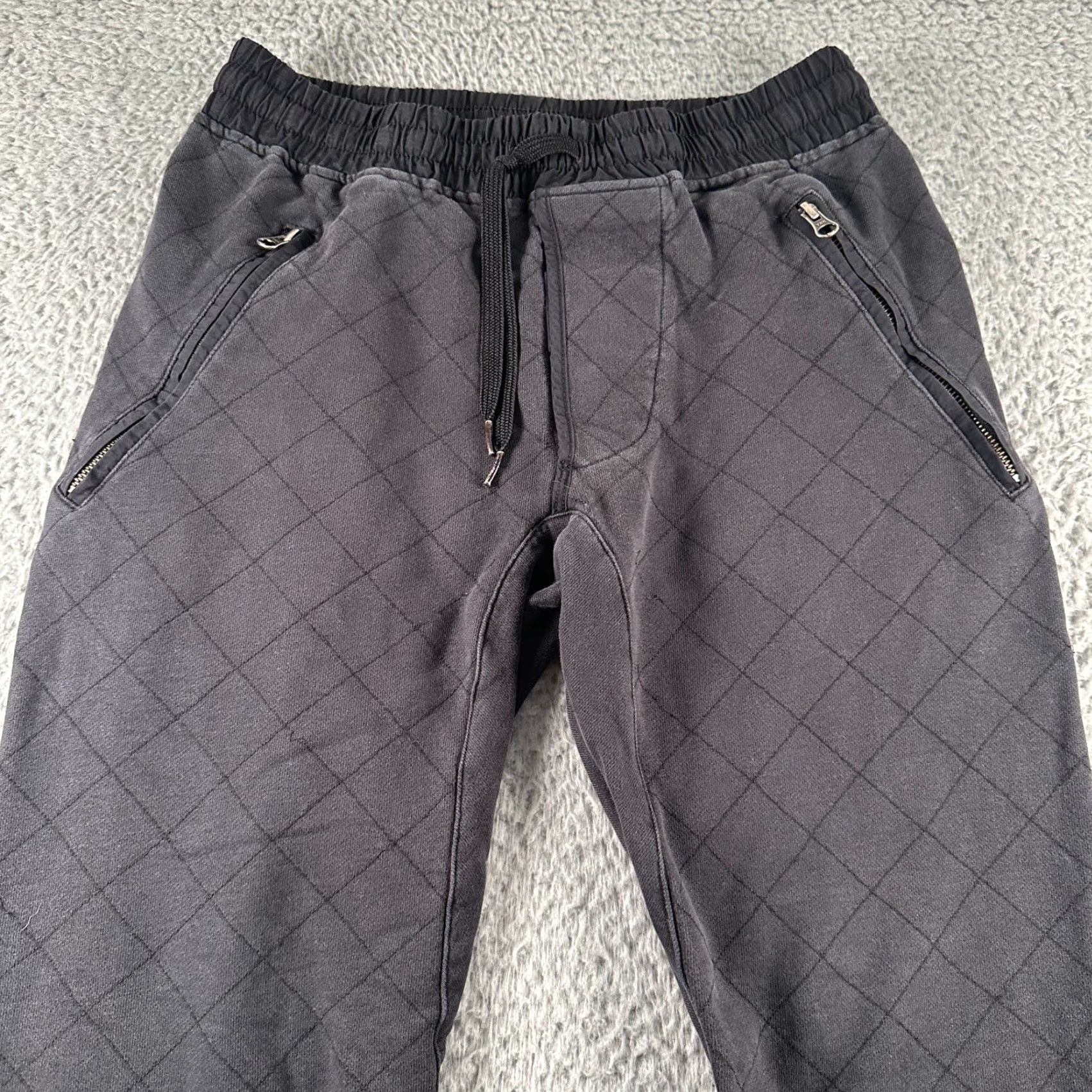 Kith KITH Jogger Sweatpants Mens XS Quilted Drawstring Zip Pocket Ribbed Cuff Black Size US 27 - 2 Thumbnail