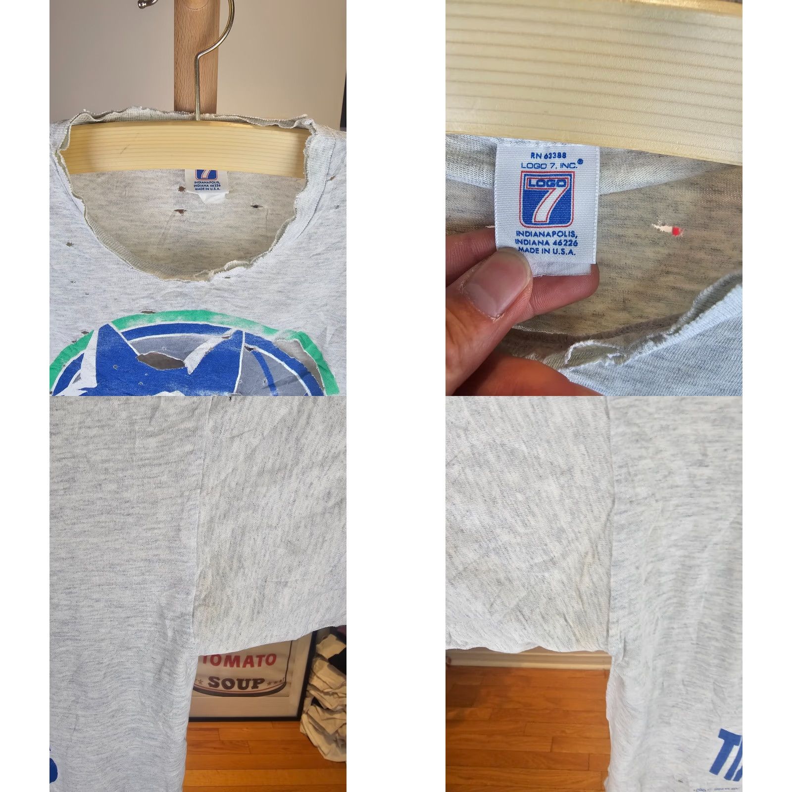 Logo 7 VINTAGE 88' MINNESOTA TIMBERWOLVES T-SHIRT LOGO7 CREW NECK Cotton Gray L Mens Short Sleeve Vintage Graphic Print All Seasons Modern10 Size US L / EU 52-54 / 3 - 8 Thumbnail