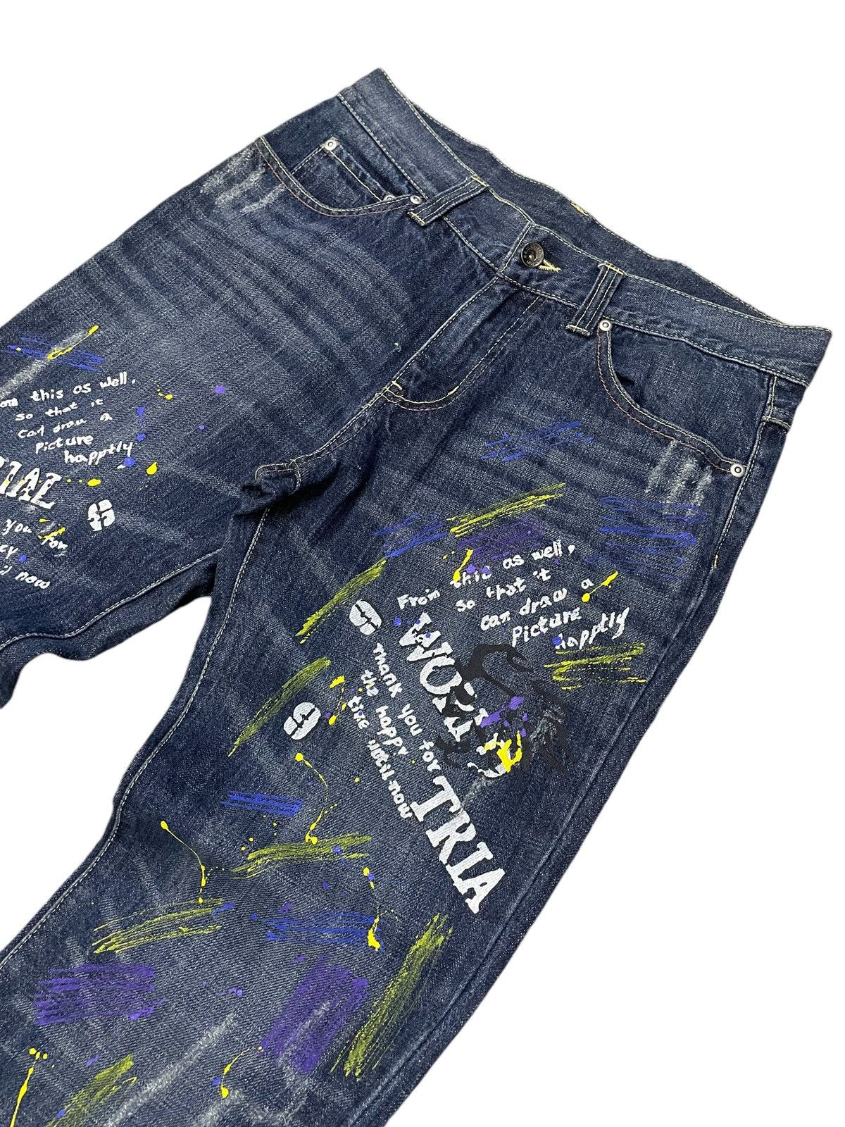 Japanese Brand × PPFM × semanticdesign Semantic Design Poems Paint splatter Flared Denim Pants Size US 31 - 8 Thumbnail