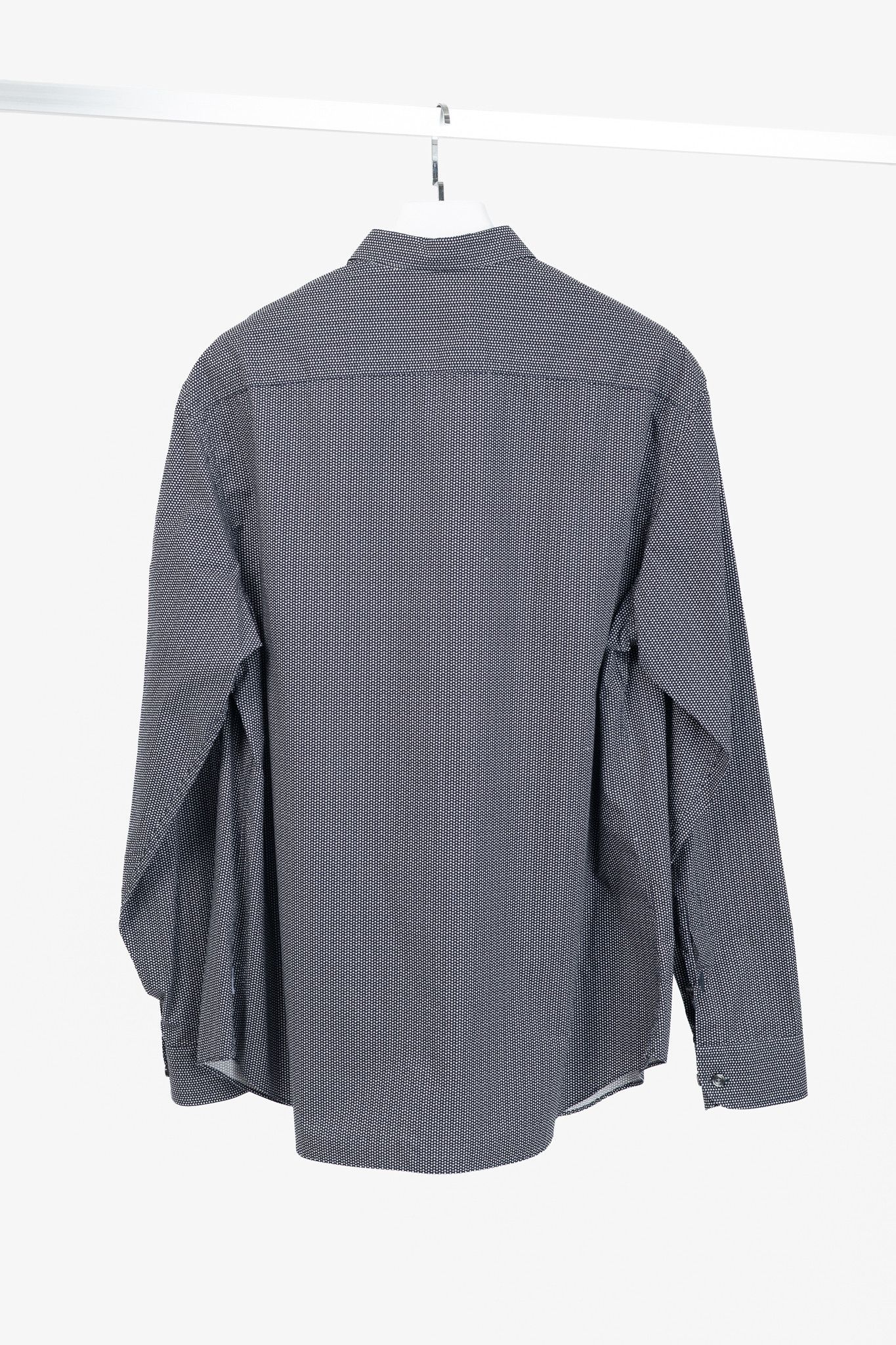 Armani Collezioni Armani Collezioni Navy Triangle-Print Cotton Button-Up Shirt Size US XXL / EU 58 / 5 - 2 Thumbnail