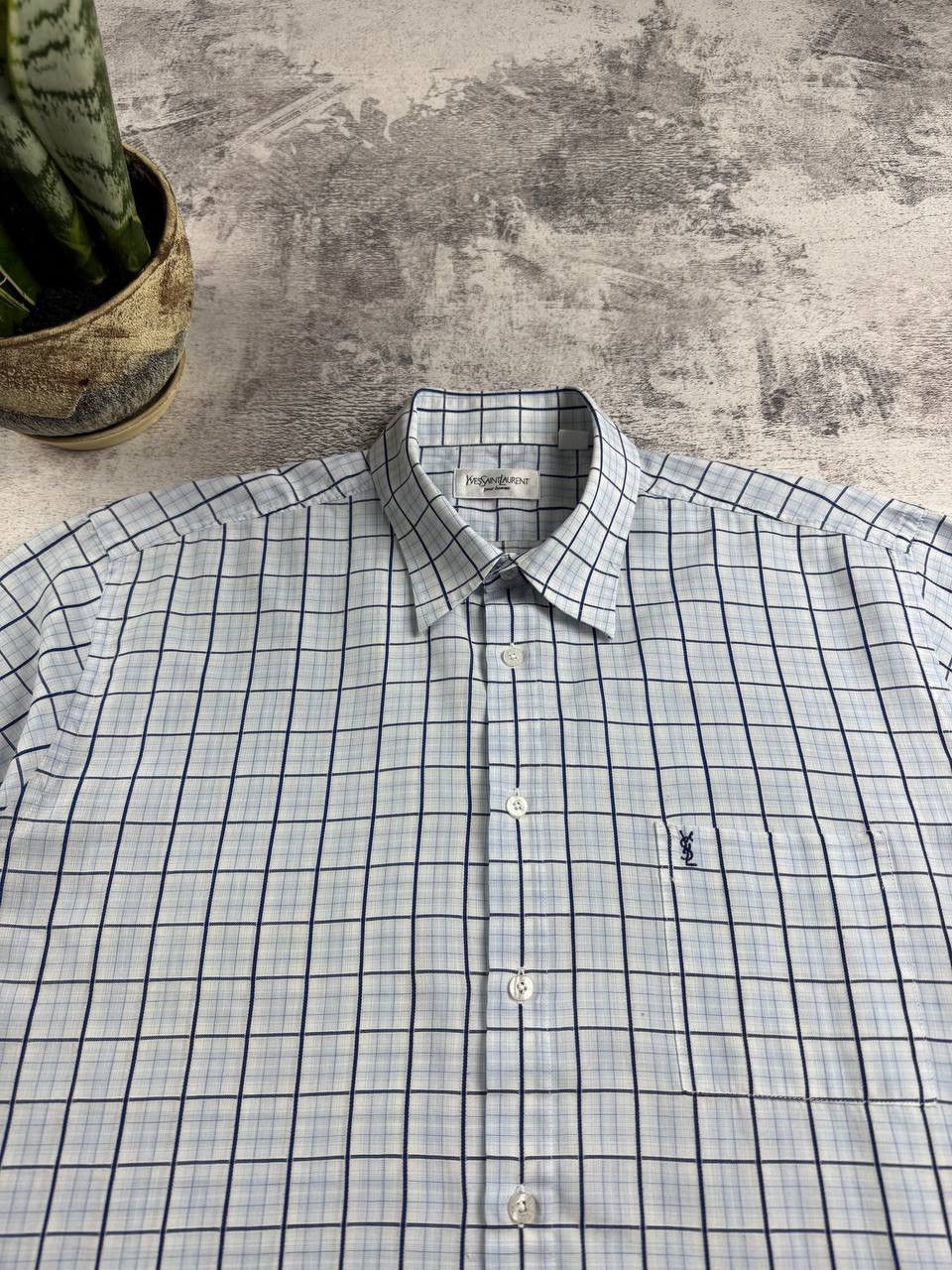 Yves Saint Laurent Yves Saint Laurent YSL Paris Blue Men’s XL Size Checked Basic Button Blank Shirt Size US XL / EU 56 / 4 - 7 Thumbnail