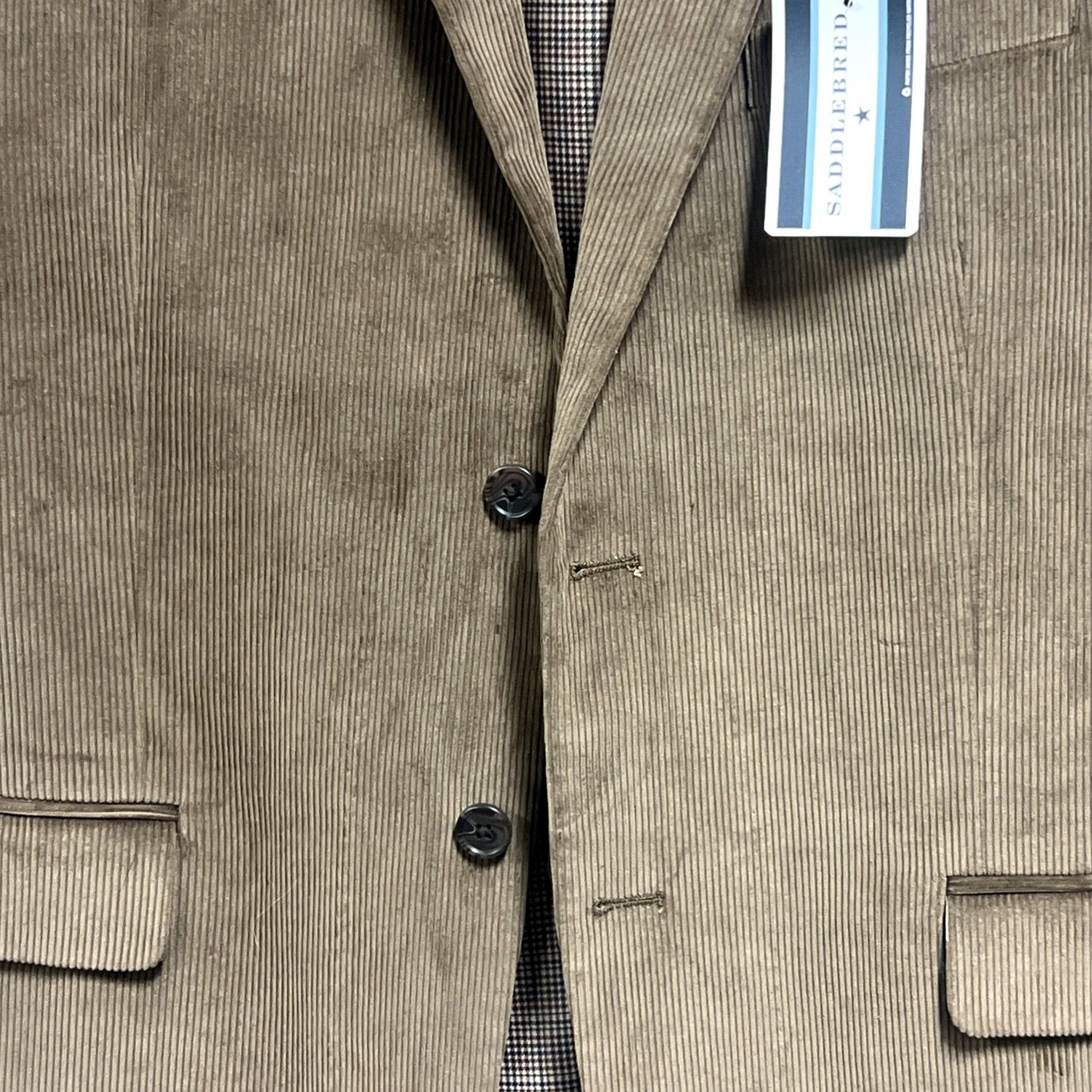 Vintage Saddlebred Corduroy Sport Coat Blazer Men’s 42R Brown 100% Cotton NWT Size 42R - 2 Thumbnail