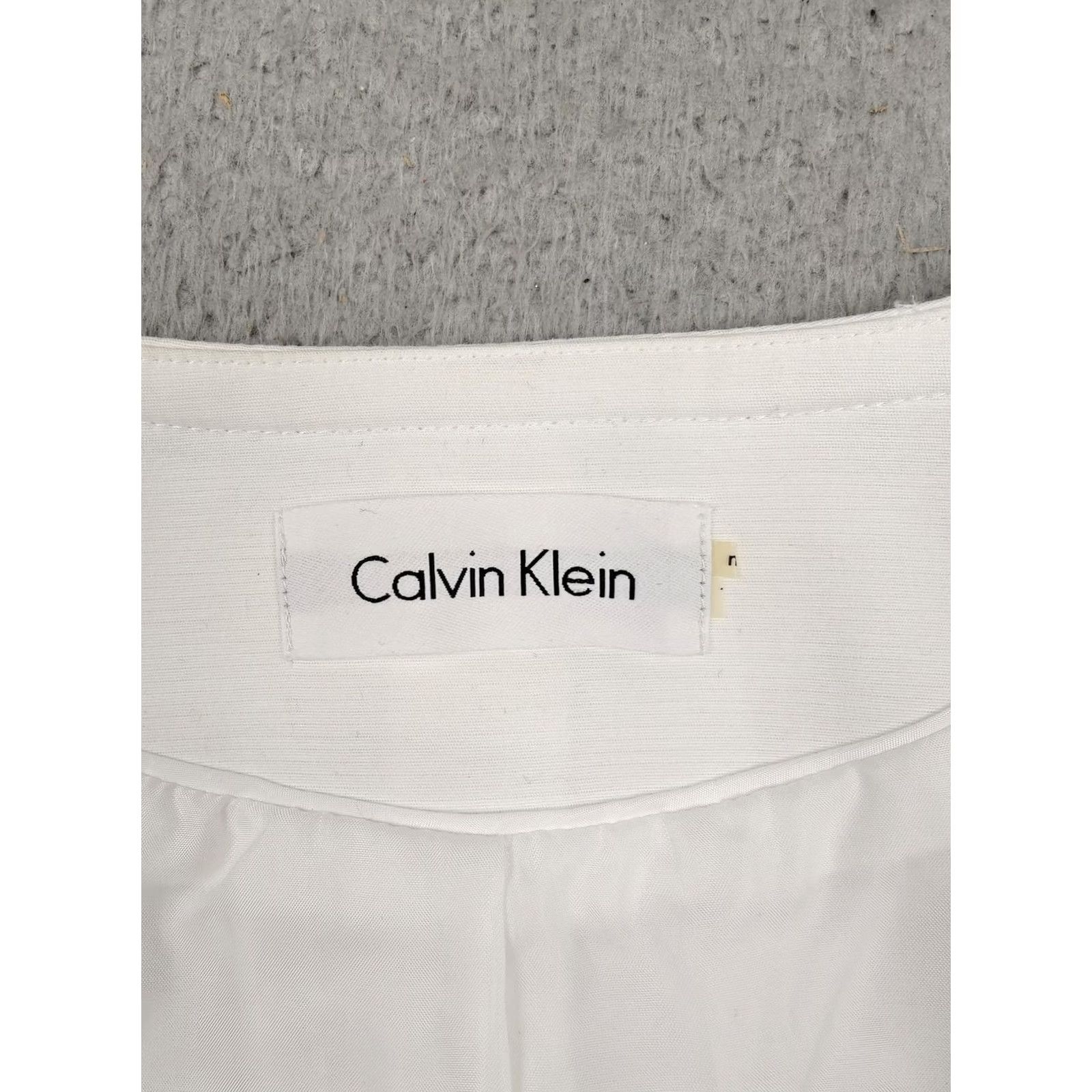 Calvin Klein Calvin Klein Jacket Womens Medium White Lace Front Zip Pockets Lined Collarless Size M / US 6-8 / IT 42-44 - 3 Thumbnail