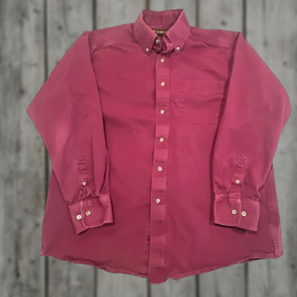 Ariat Ariat Button Down Shirt Men L Long Sleeve Maroon Cotton Pocket Shirt Size US L / EU 52-54 / 3 - 1 Thumbnail