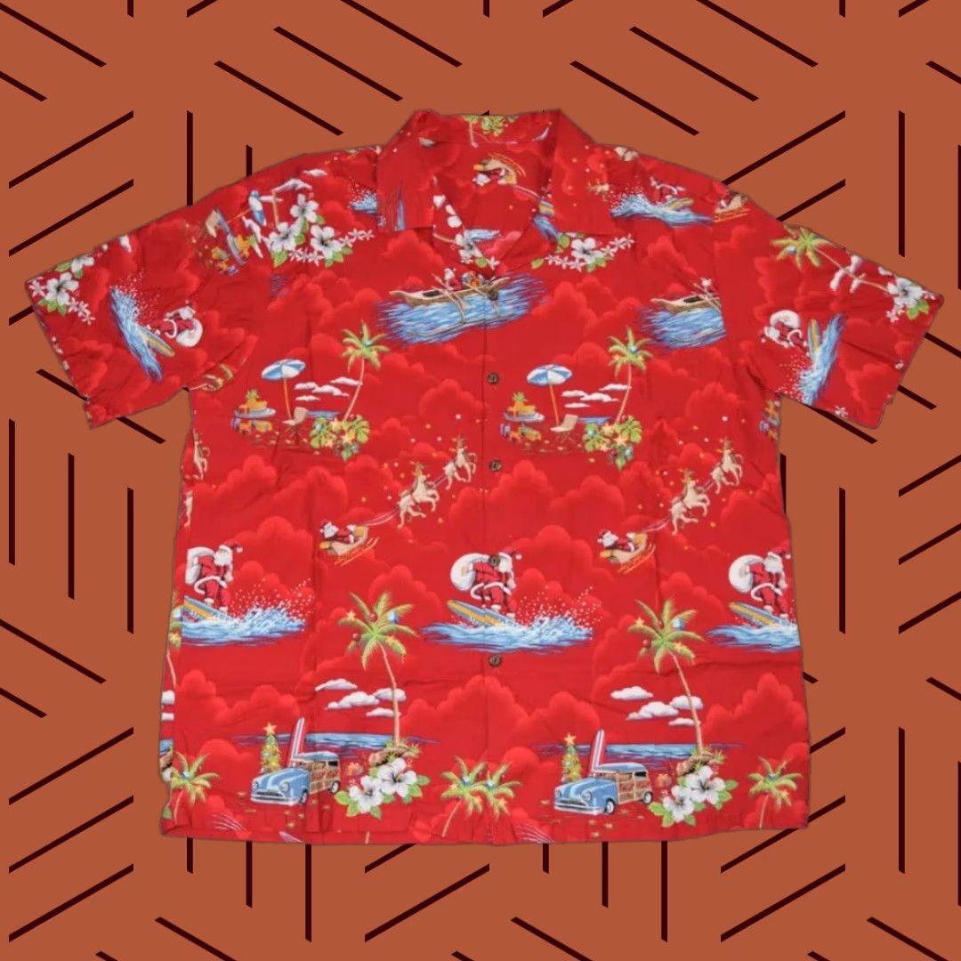 Vintage VINTAGE Pacific Legend Apparel Hawaiian Santa Holiday Button-Up Shirt 2XL Red Floral Short Sleeve Mens Size US XXL / EU 58 / 5 - 1 Thumbnail
