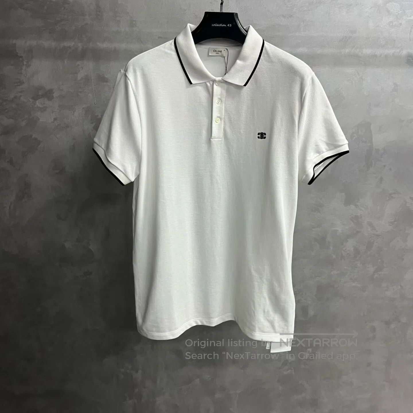 Celine CELINE White logo-printed collar short-sleeve T-shirt| Size US M / EU 48-50 / 2 - 1 Thumbnail