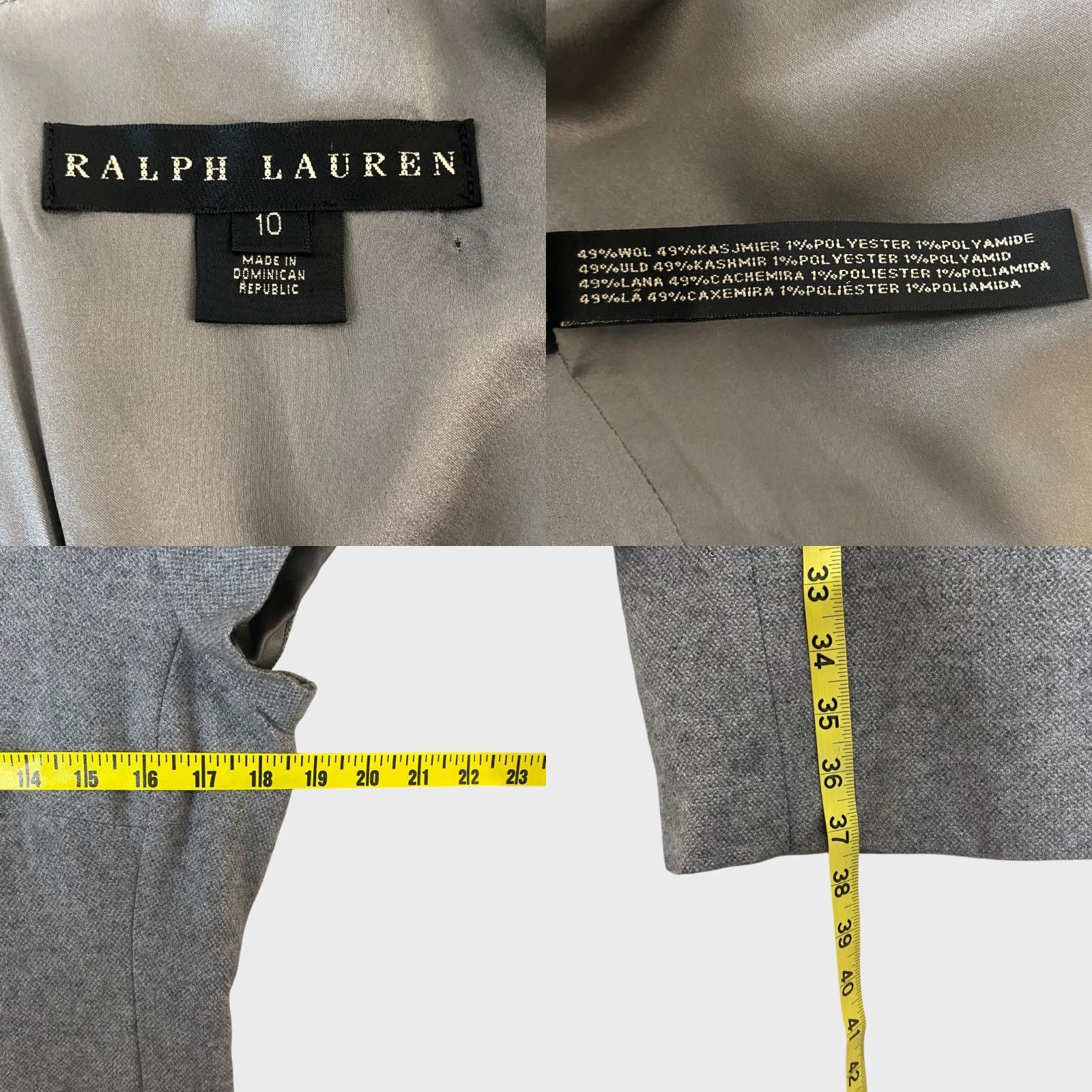 Ralph Lauren Ralph Lauren Dress Women's 10 Gray Cashmere Square-Neck Sheath Career Work Wear Size L / US 10 / IT 46 - 8 Thumbnail