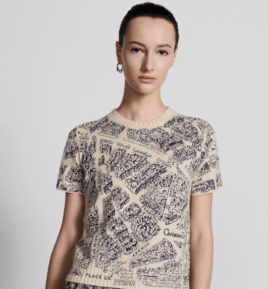 Dior o1w1db10725 354S98 Short-Sleeved Sweater in White/Navy Blue Size XS / US 0-2 / IT 36-38 - 4 Thumbnail