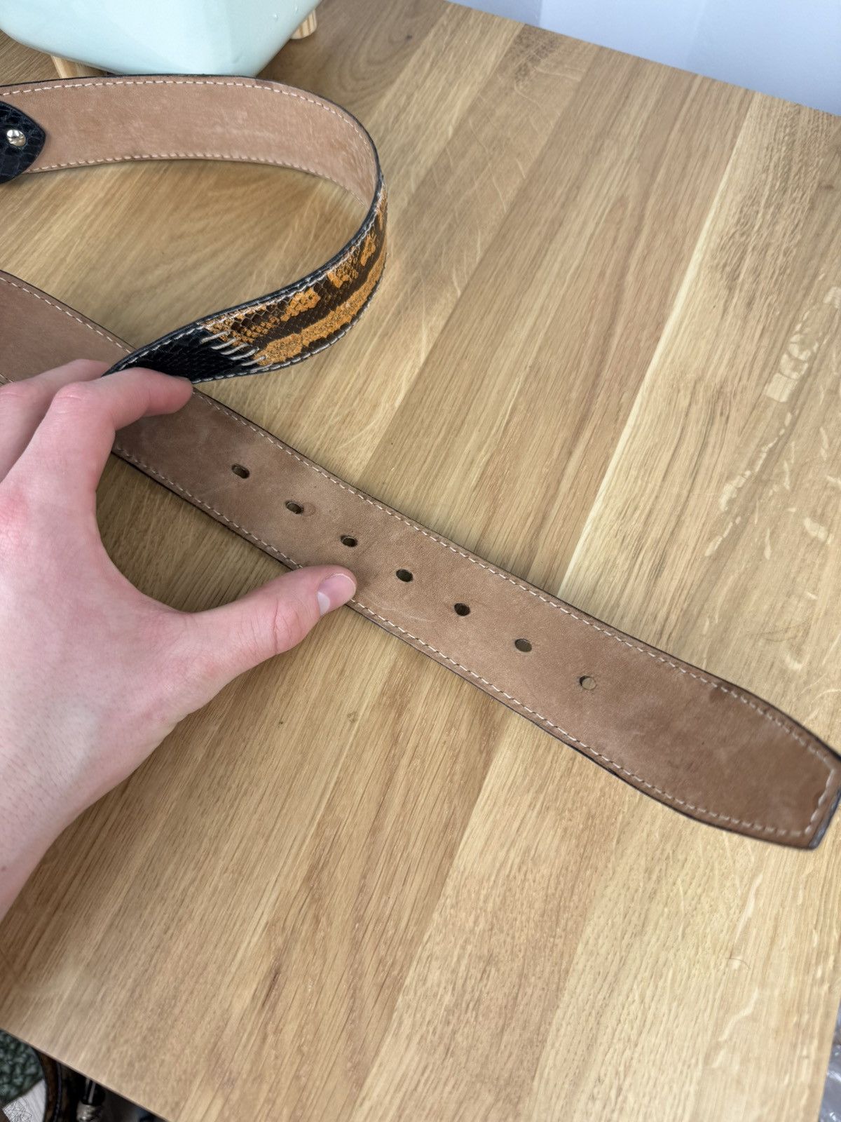 Japanese Brand × Vintage Vinatge Phyton Reptiles Leather Belt Size 36 - 6 Thumbnail