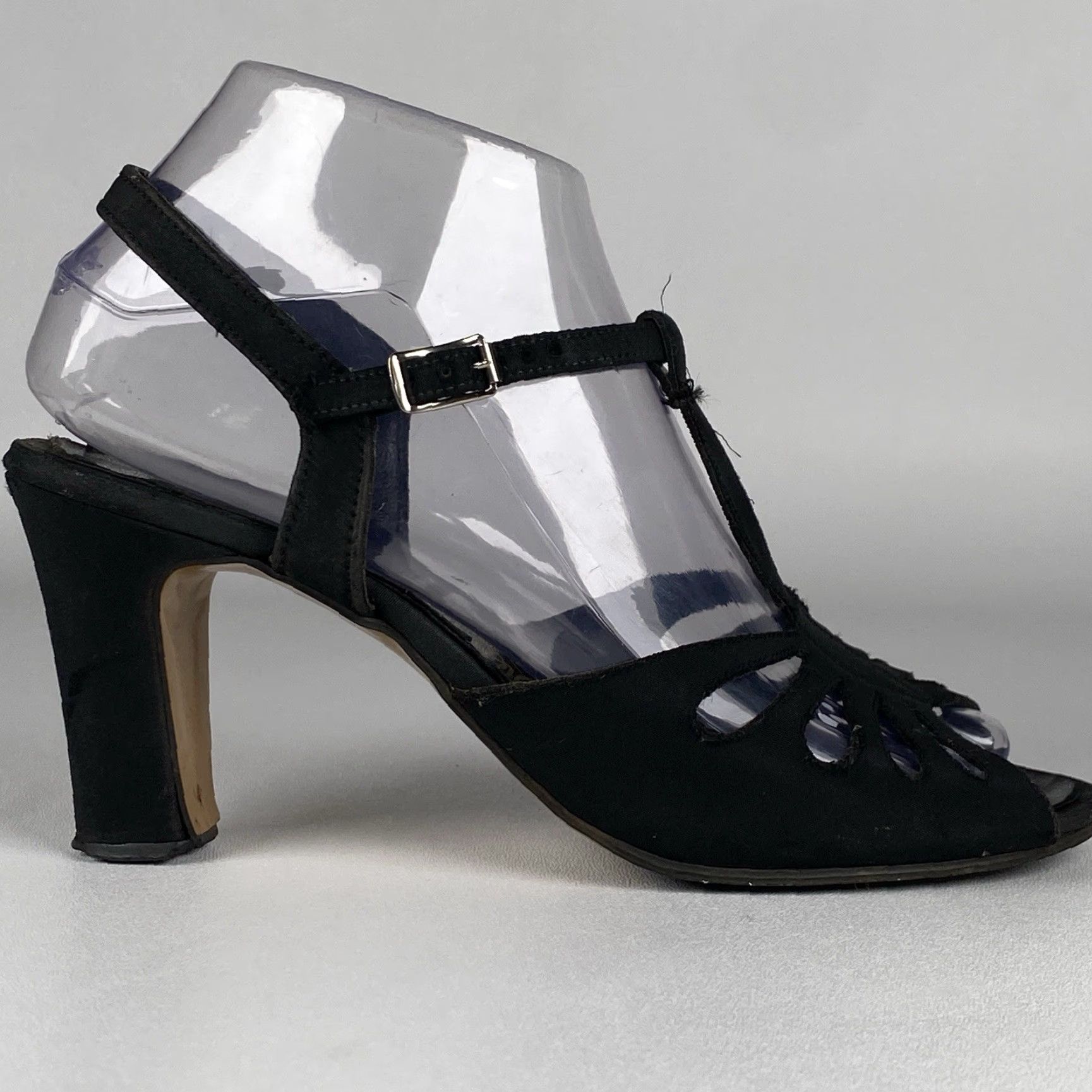Vintage VINTAGE Classic 1940's Black Heels shoes/Pumps Hollywood Glamour Suede US Size 6.5 Womens Black Heels Size US 7 / IT 37 - 4 Thumbnail
