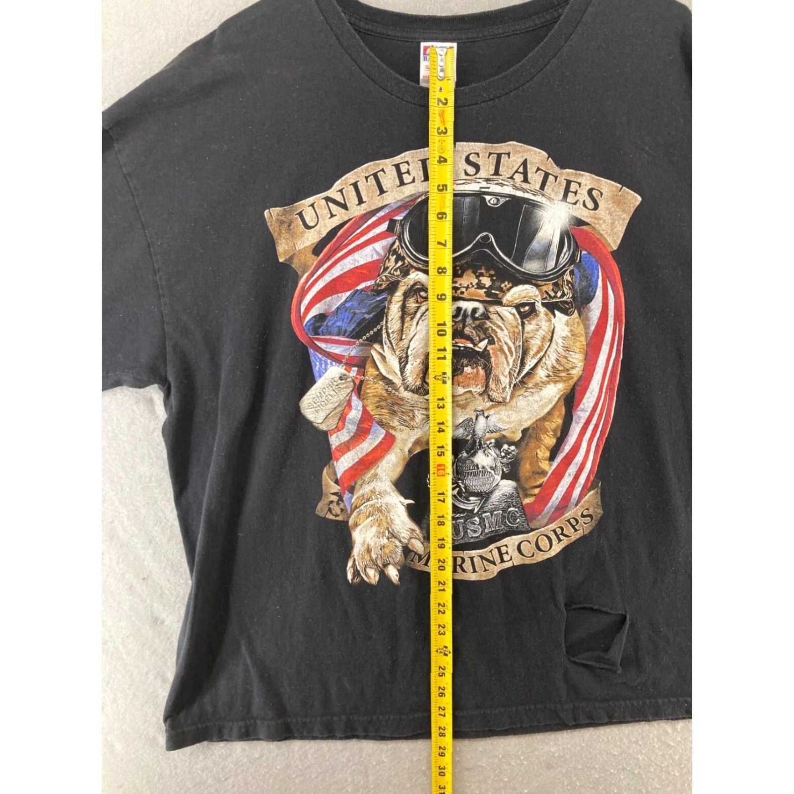 Vintage Bayside Mens TShirt 2XL Black USA Marine Corps Bulldog USA MADE Shirt Men 2XL Black Graphic Print United States Pattern USA Theme Size US XXL / EU 58 / 5 - 4 Thumbnail