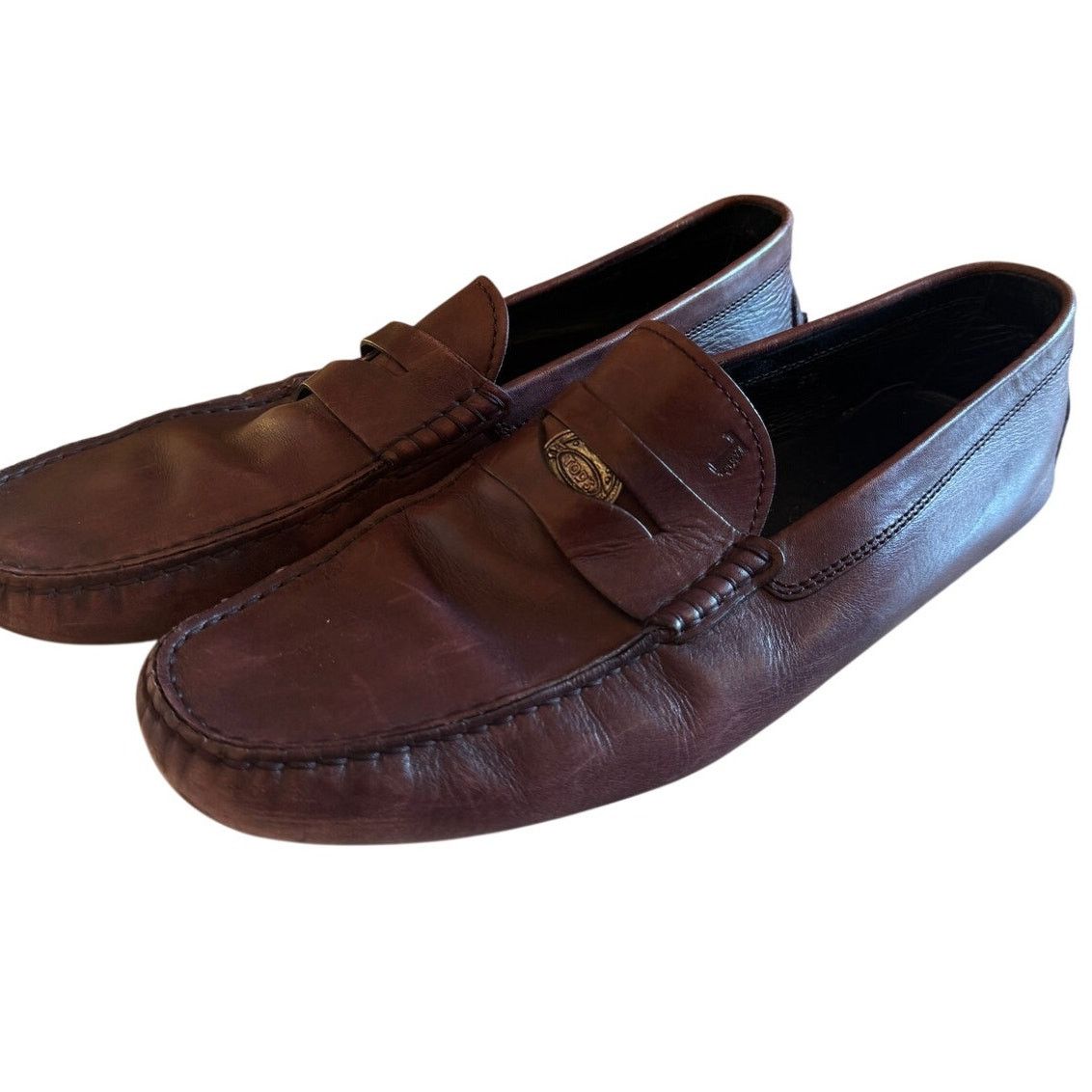 Tod's Tod's Men's Burgundy Leather Penny Driving Loafers Size US 10.5 / EU 43-44 - 1 Thumbnail
