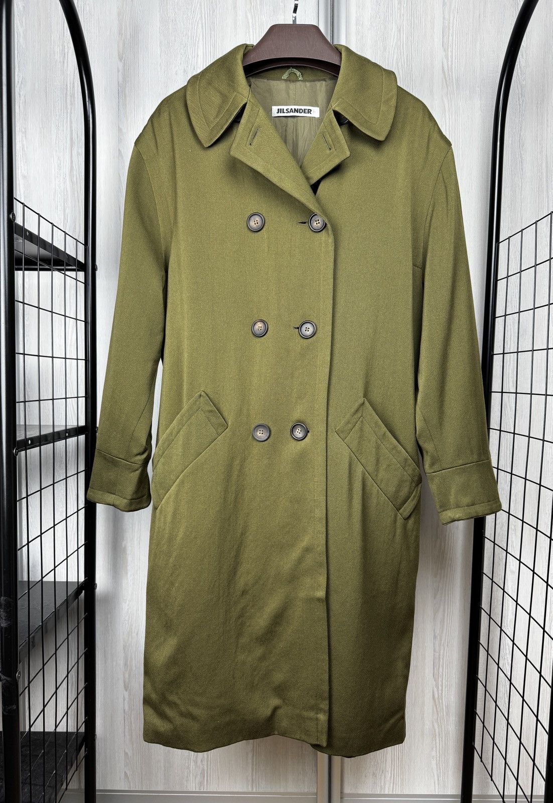 Jil Sander Jil Sander Wool 80s military khaki double-breasted trench 36 Size M / US 6-8 / IT 42-44 - 1 Thumbnail