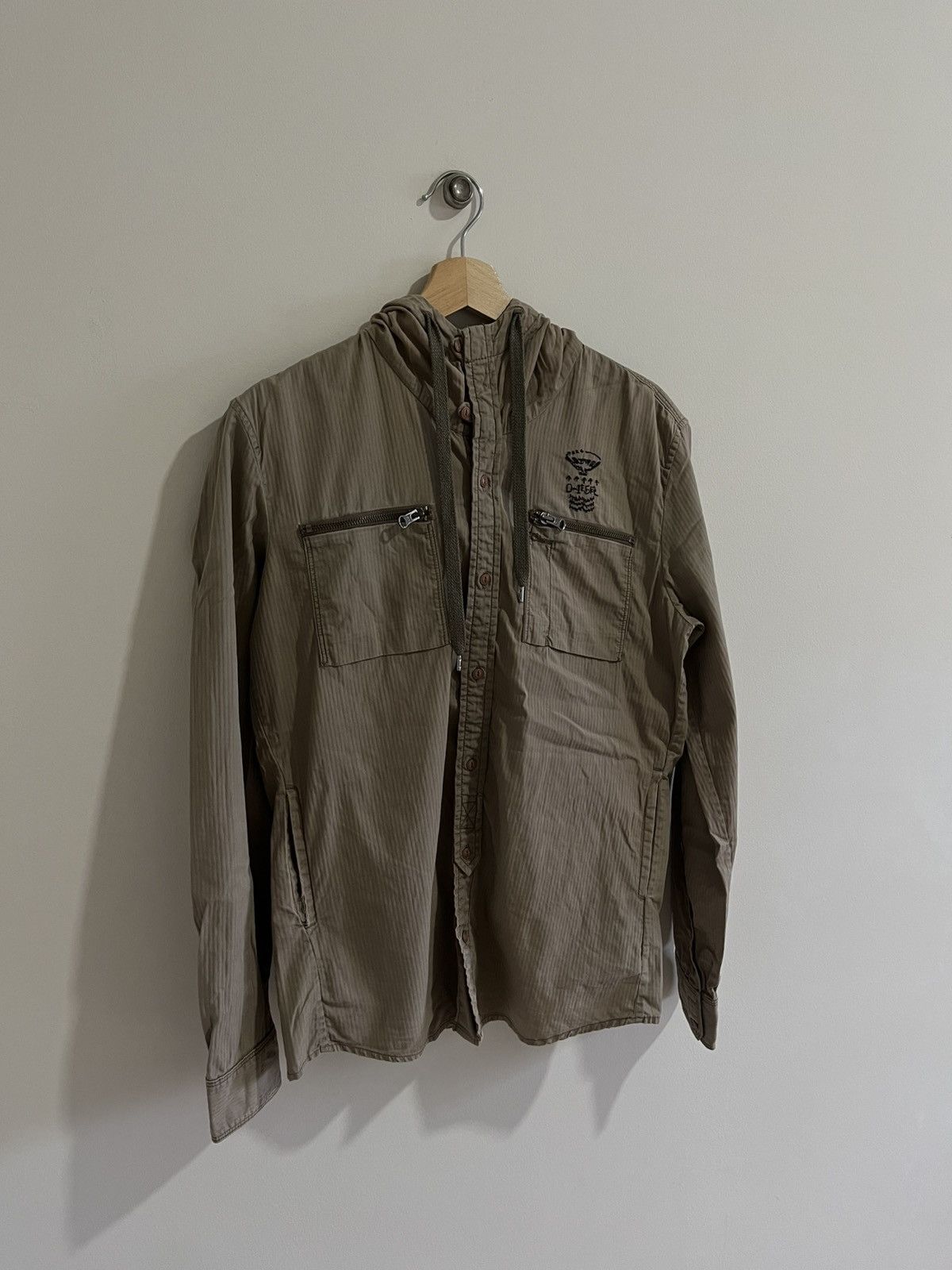 Vintage Vintage Diesel Hooded Shirt Military Style Size US XS / EU 42 / 0 - 1 Thumbnail