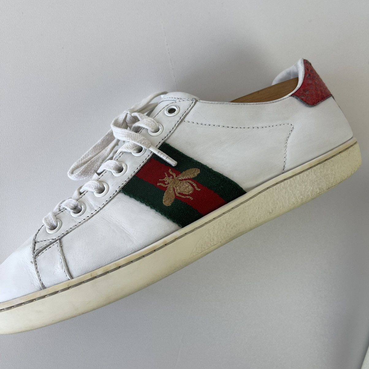 Gucci Gucci Ace Bee Embroidered Trainers Leather Sneakers White Size US 8 / IT 38 - 7 Thumbnail