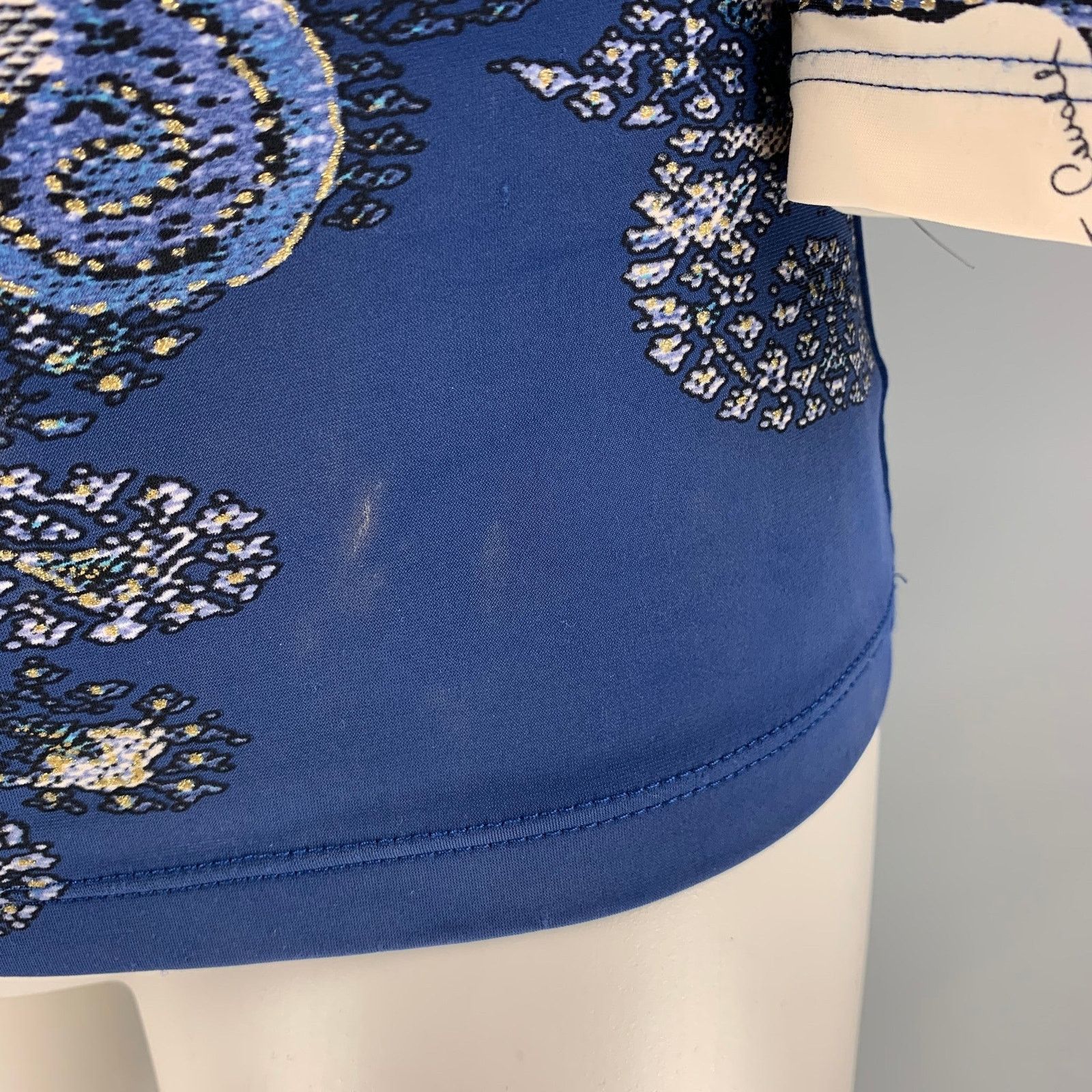 Roberto Cavalli ROBERTO CAVALLI Blue & White Paisley Blouse Size S / US 4 / IT 40 - 2 Thumbnail