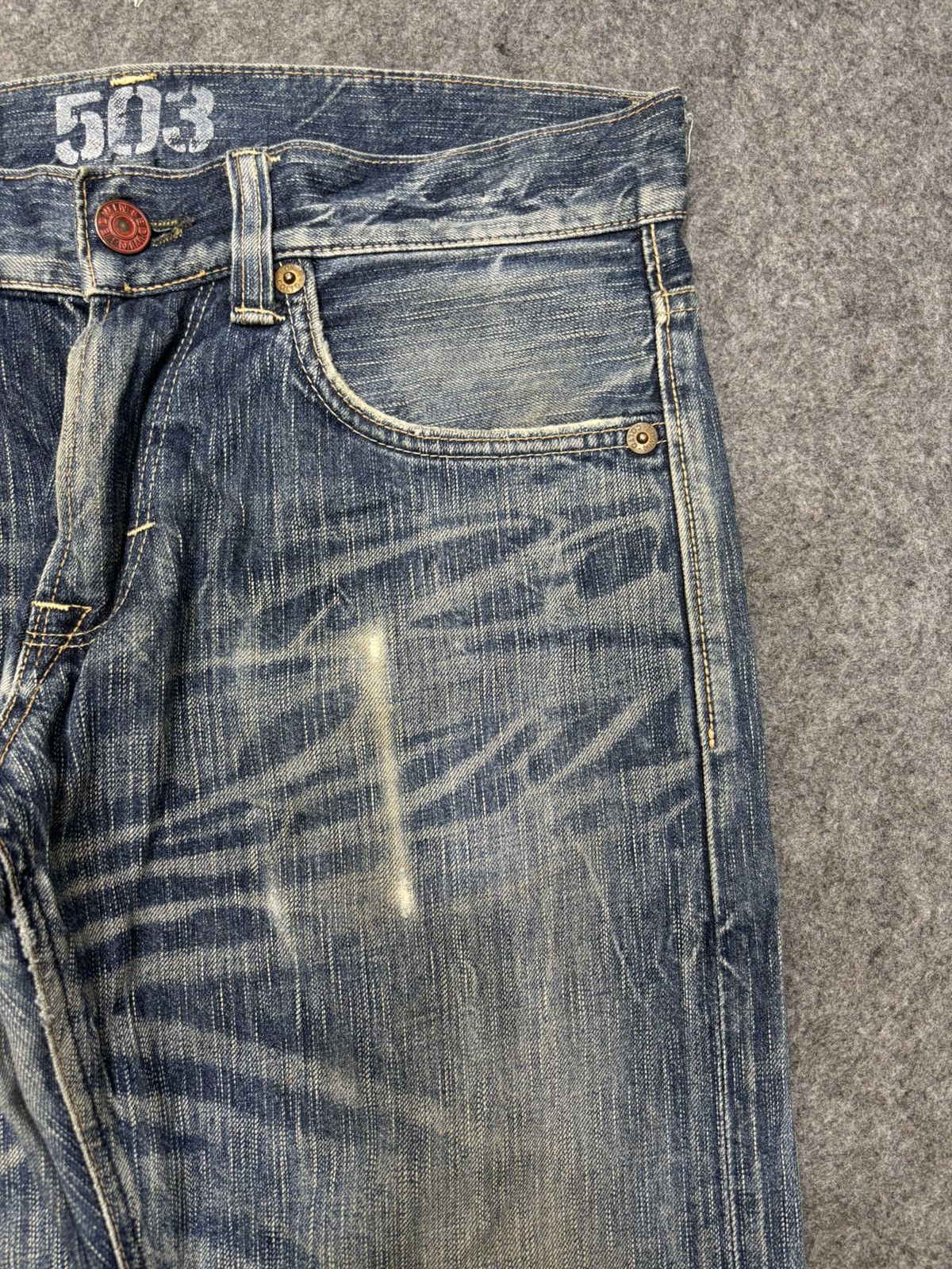 Edwin 💥Insane Fades💥Rare Edwin 503 All Out Fades Denim F655 Size US 33 - 3 Thumbnail