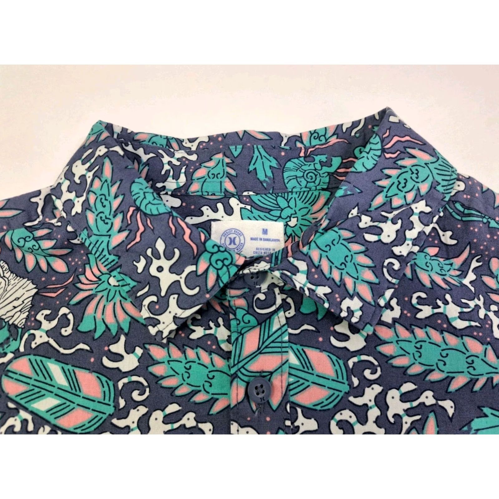 Hurley Hurley Mens Short Sleeve Button Up Shirt Multicolored Sea Print Size Medium #7302 Size US M / EU 48-50 / 2 - 2 Thumbnail