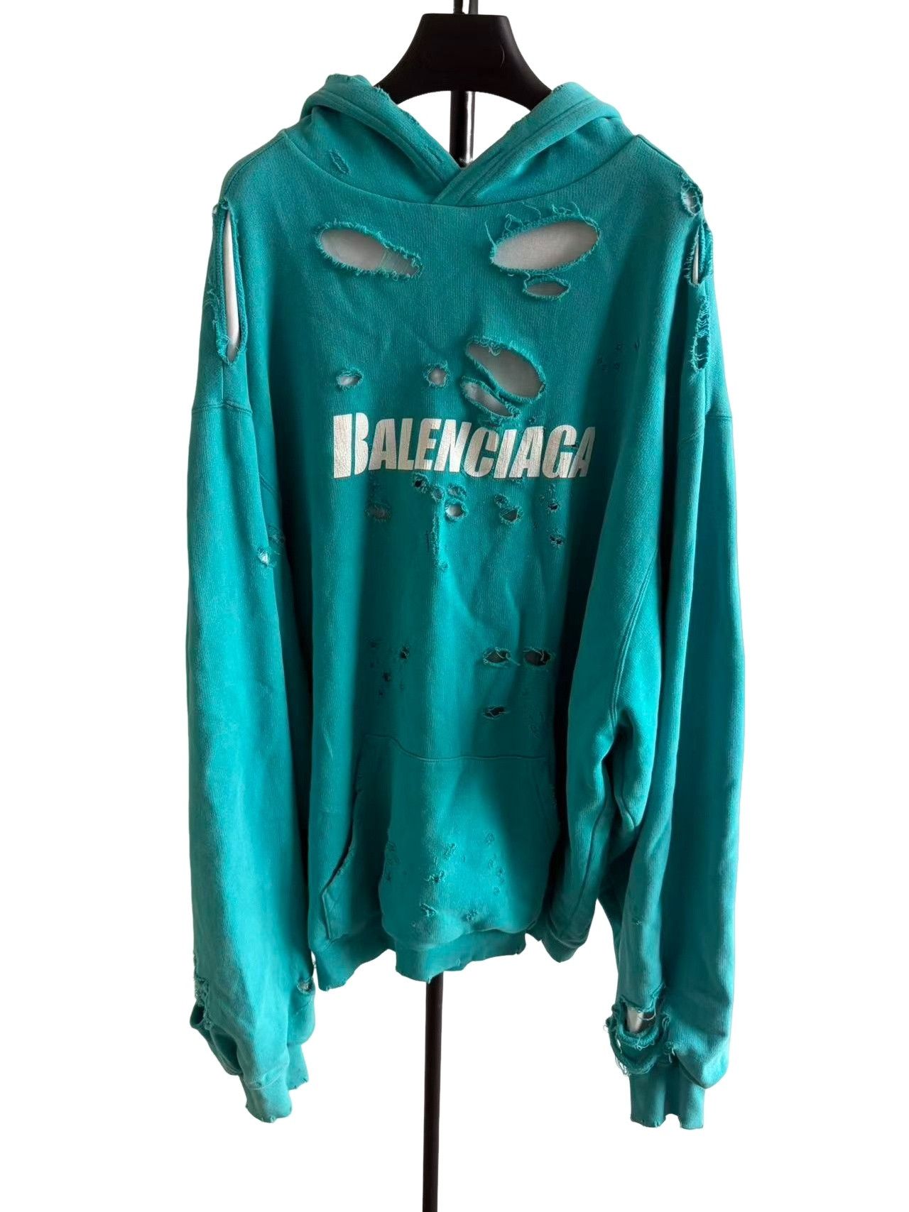 Balenciaga Balenciaga Distressed Logo Hoodie XS Size US XS / EU 42 / 0 - 1 Thumbnail