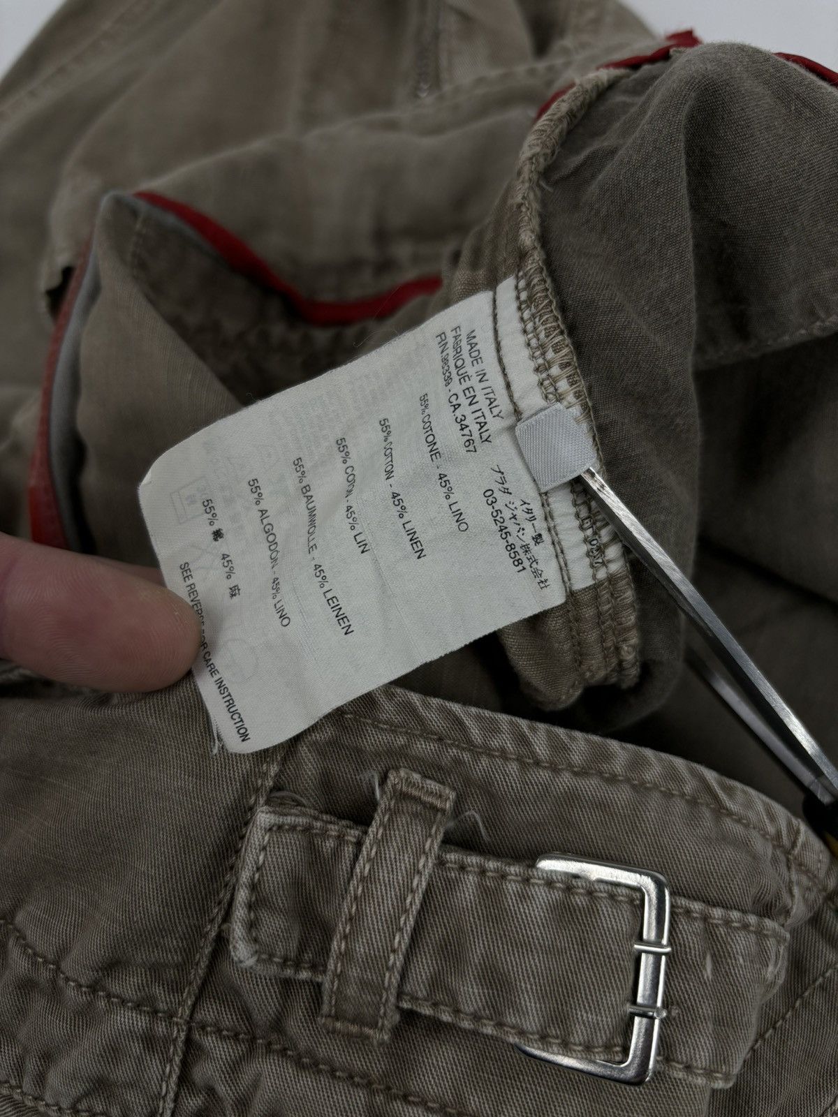 Prada Archive Linen-Cotton Garment Dyed Pants Cargo Zip Trousers Size US 33 - 16 Thumbnail