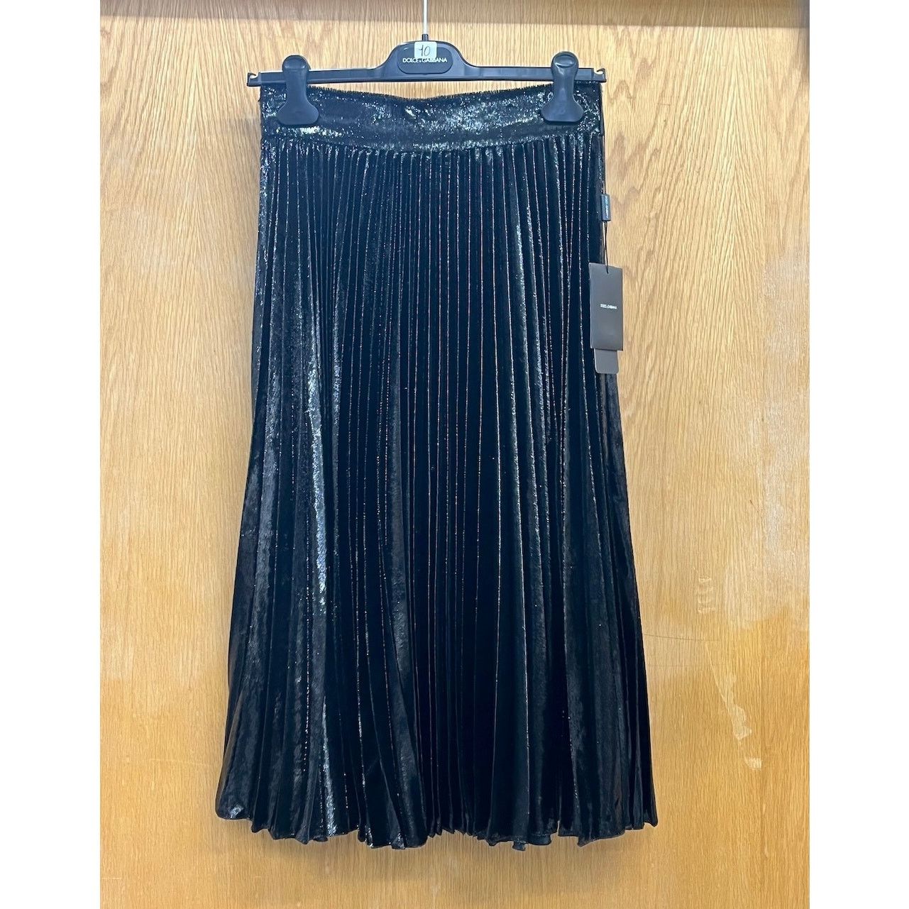 Dolce & Gabbana Dolce & Gabbana Black Pleated Midi Skirt Lamé Velvet EU 38 Size 26" / US 2 / IT 38 - 11 Thumbnail
