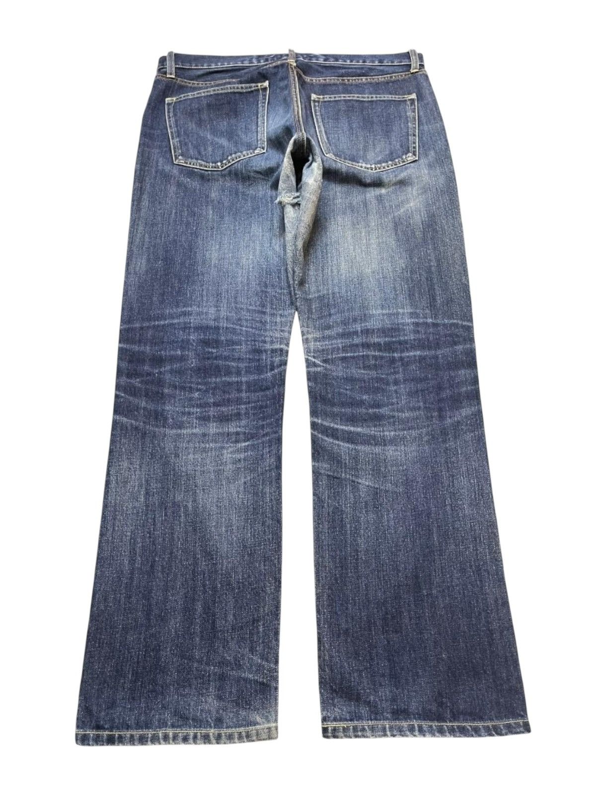 Uniqlo Vintage Y2K Japanese Uniqlo Blue Faded Wash Whisker Straight Size US 36 / EU 52 - 2 Thumbnail