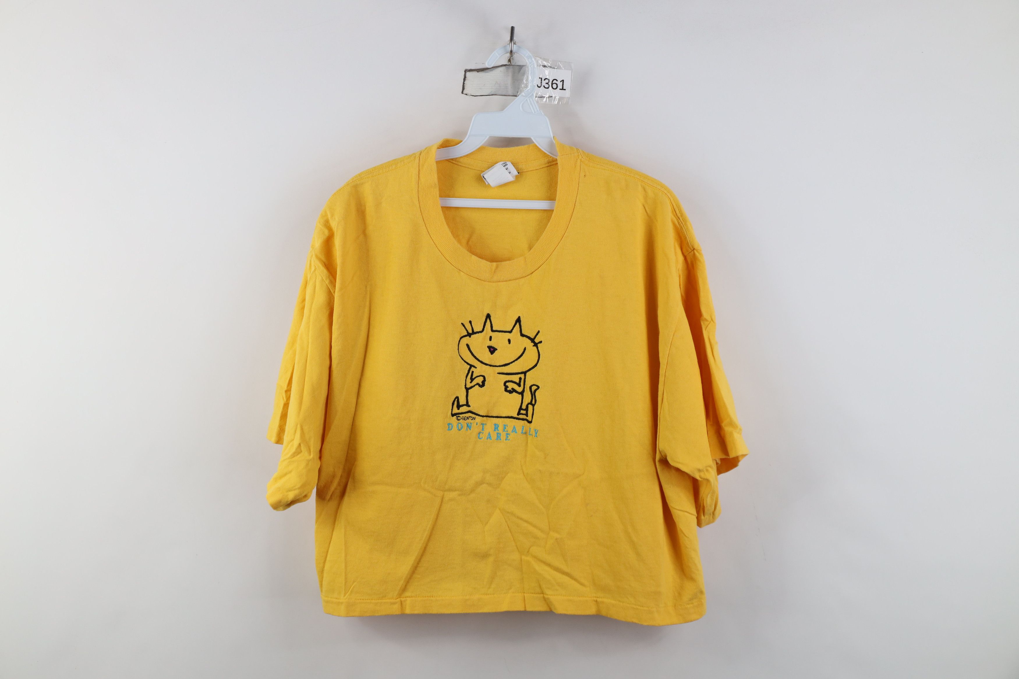 Vintage Vintage 90s Jim Benson Don't Really Care Cropped T-Shirt USA Size ONE SIZE - 1 Thumbnail
