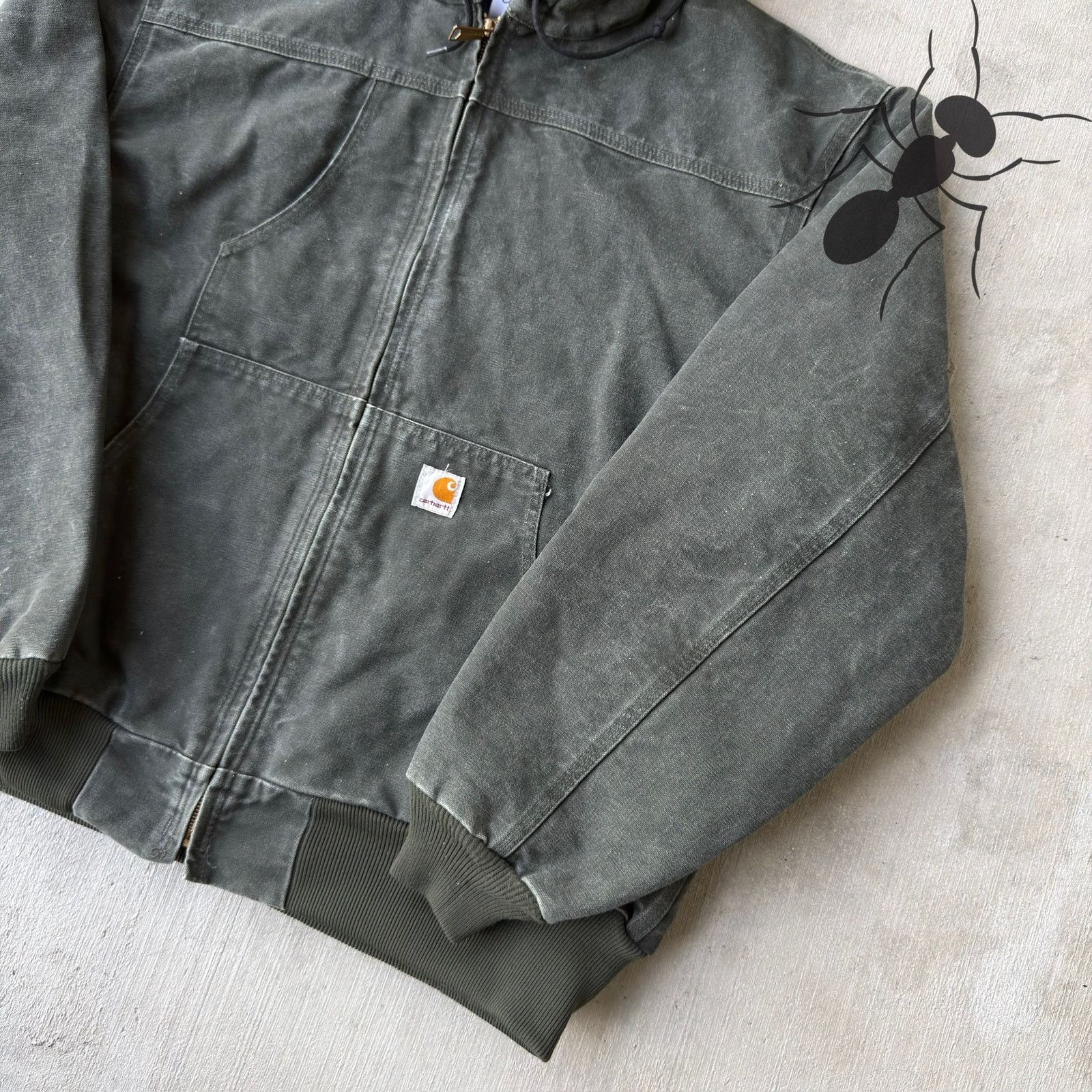 Carhartt × Vintage Carhartt J244 MOS faded green hooded work wear jacket Size US XL / EU 56 / 4 - 5 Thumbnail