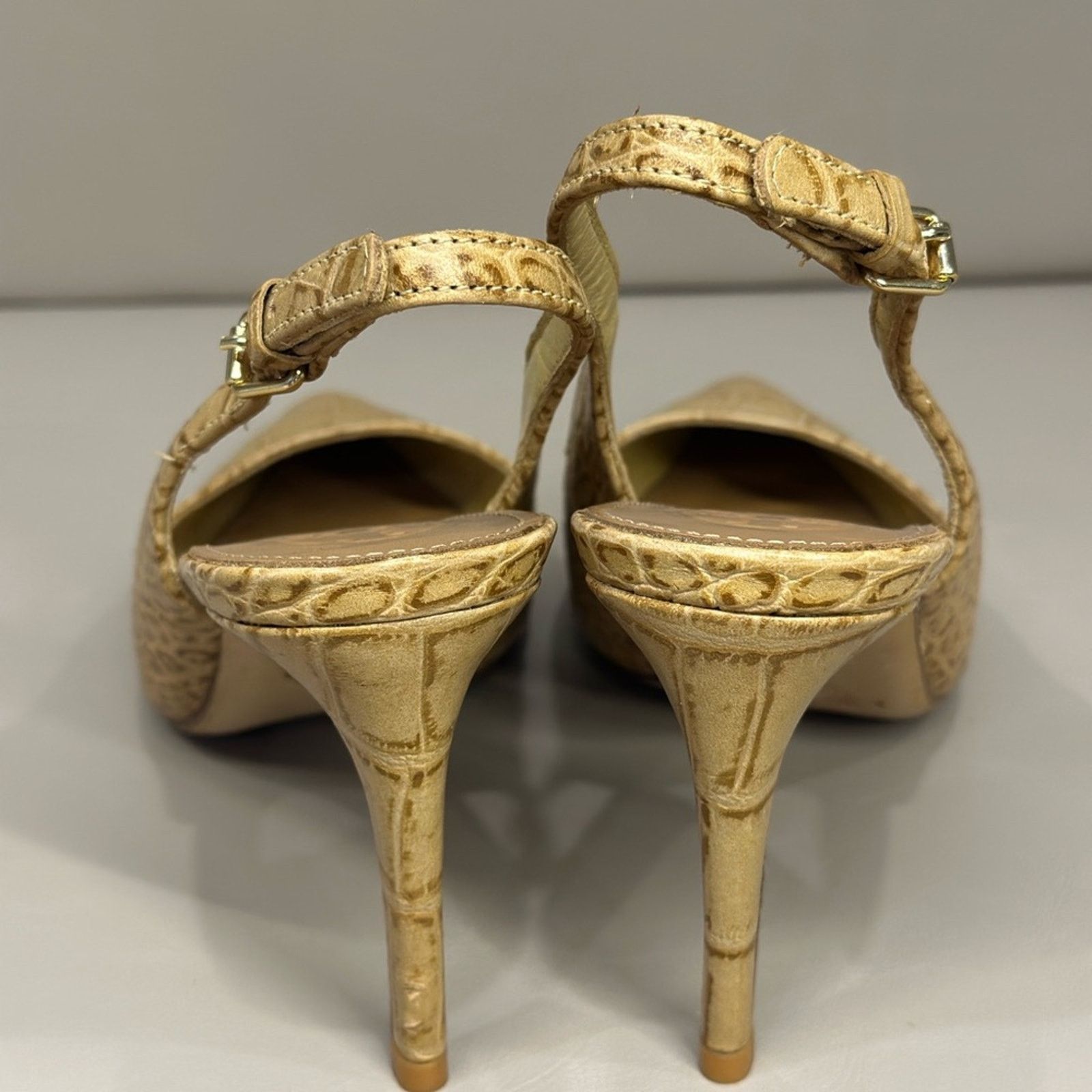 Tory Burch Tory Burch Croc-Embossed Slingback Kitten Heels Size US 9 / IT 39 - 4 Thumbnail