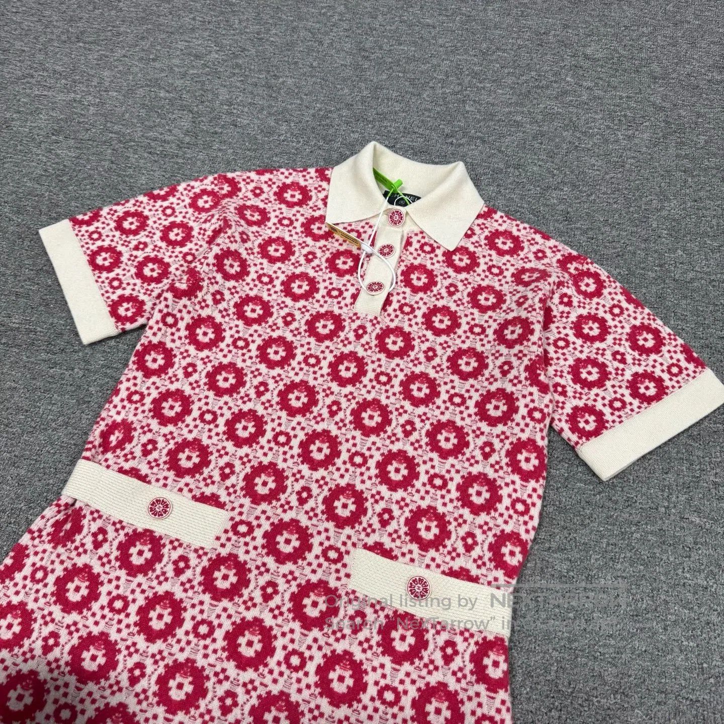 Chanel Chanel Elegant red patterned knitted dress| Size M / US 6-8 / IT 42-44 - 3 Thumbnail